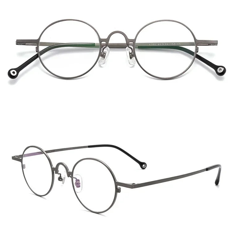 Aror Unisex Full Rim Round Titanium Eyeglasses Frame 494080 - Lightweight & Durable Eyewear for Men & Women | Perfect for Reading, Driving & Everyday Use