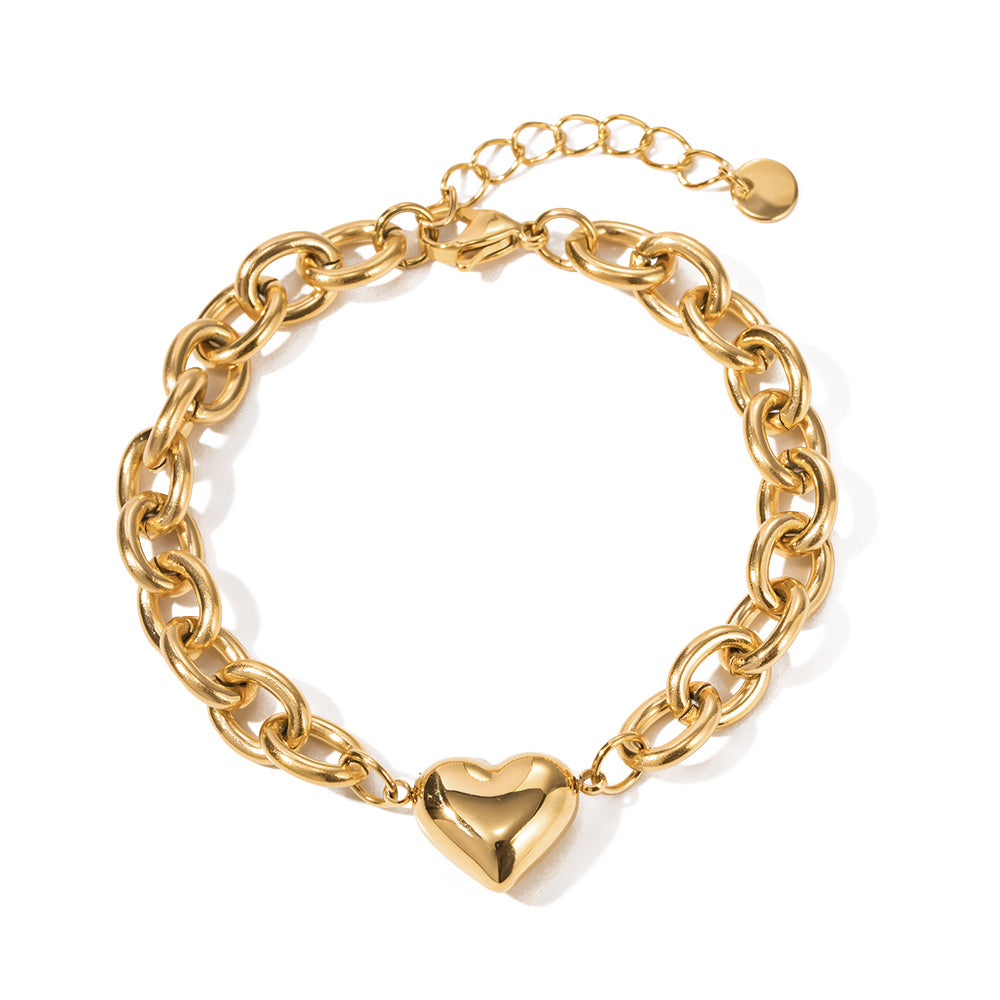 Vintage Heart Pendant Chain Bracelet for Women - Elegant Gold/Silver Jewelry Gift for Valentine's Day, Anniversary & Special Occasions