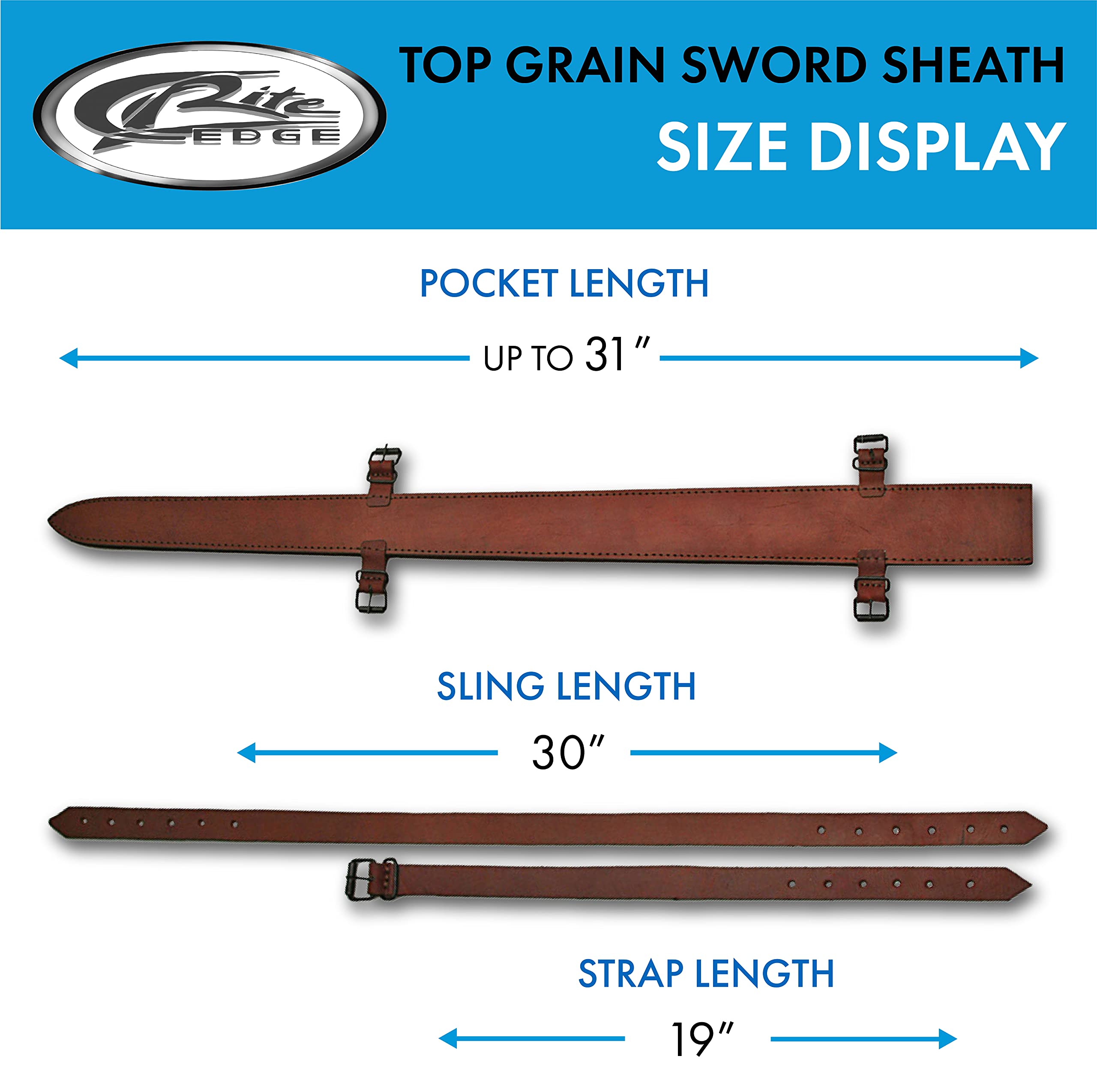 Premium Top Grain Leather Sword Sheath for Medieval Cosplay, LARP & Collectors - Handcrafted Durable Scabbard for Swords, Daggers & Knives - Perfect for Renaissance Fairs, Theater Props & Display Collections