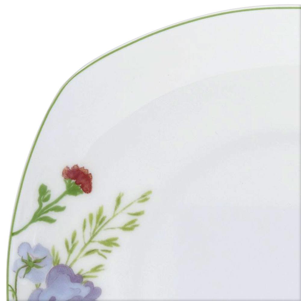 16-Piece Wildflower Garden Square Dinnerware Set - Service for 4, Floral Printed Stoneware Plates & Bowls - Perfect for Spring Brunch, Outdoor Picnics & Farmhouse Dining