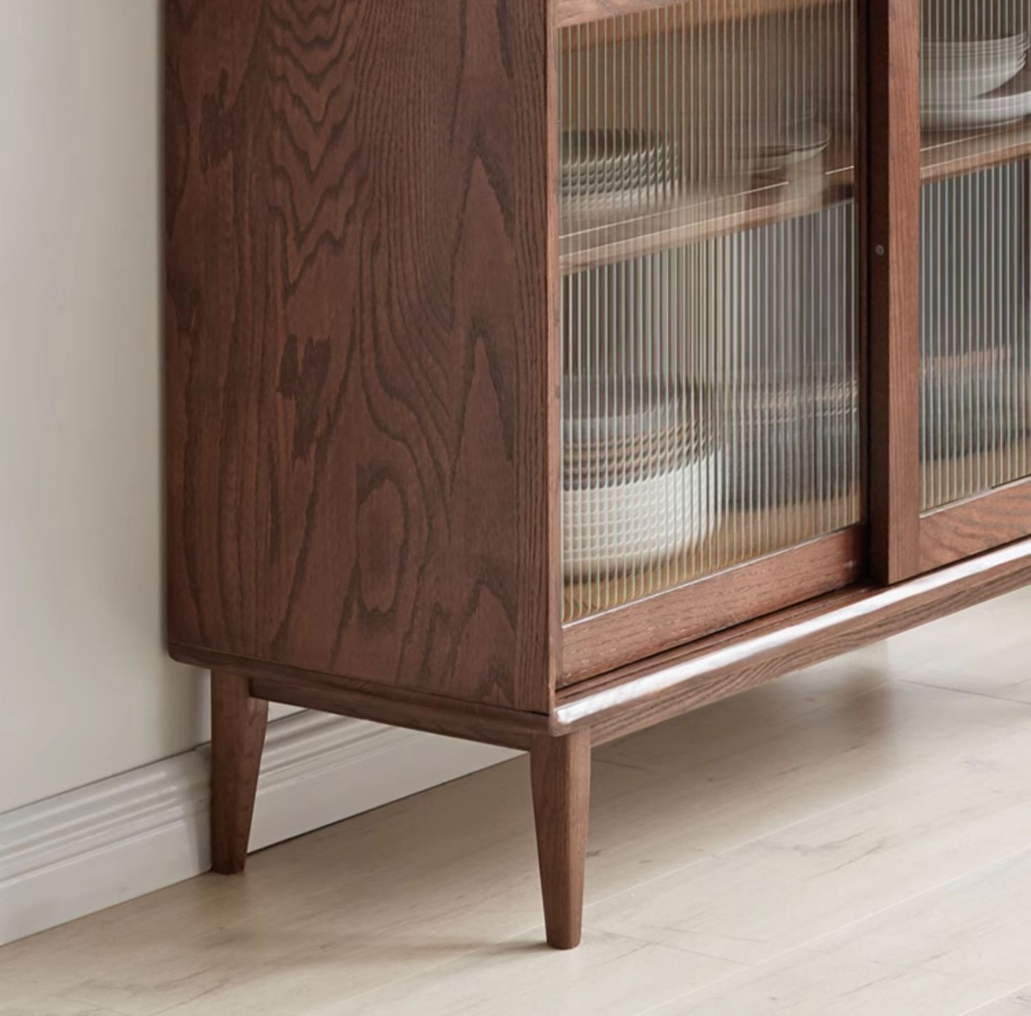 Solid Oak Wood Wall-Mounted Nordic Sideboard with Integrated Storage - Perfect for Living Room, Dining Room, and Entryway Organization