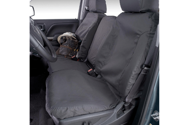 Covercraft SS3479PCGY Polycotton SeatSaver Custom Front Seat Covers for Chevy Silverado 2500HD/3500HD (2020-2023) - Grey | Durable Protection & Comfort for Truck Seats | Perfect for Work, Off-Road & Daily Commuting