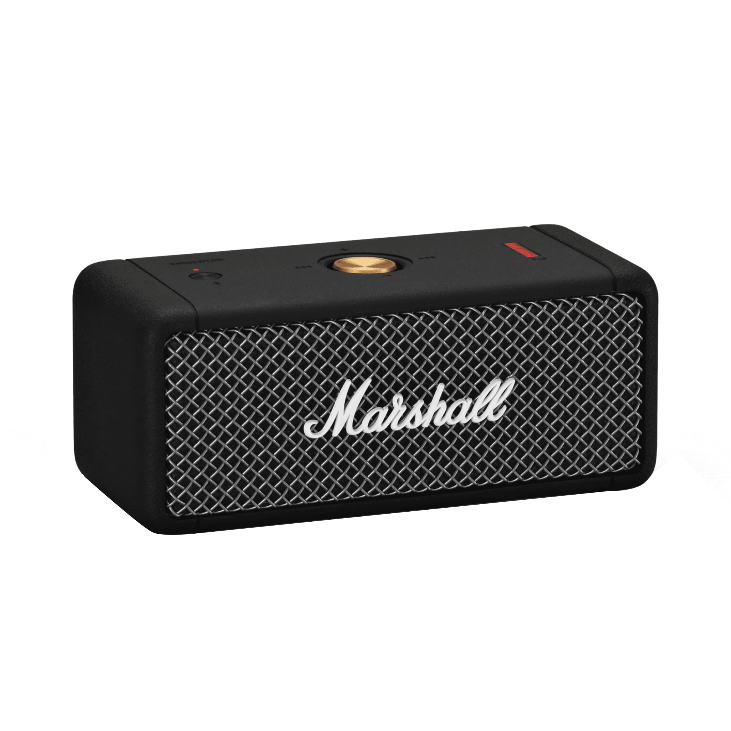 Marshall Emberton Bluetooth Portable Speaker - Wireless Outdoor Speaker with 20+ Hours Playtime, IPX7 Waterproof, Compact Travel Speaker for Camping, Beach, Hiking & Home Use - Black