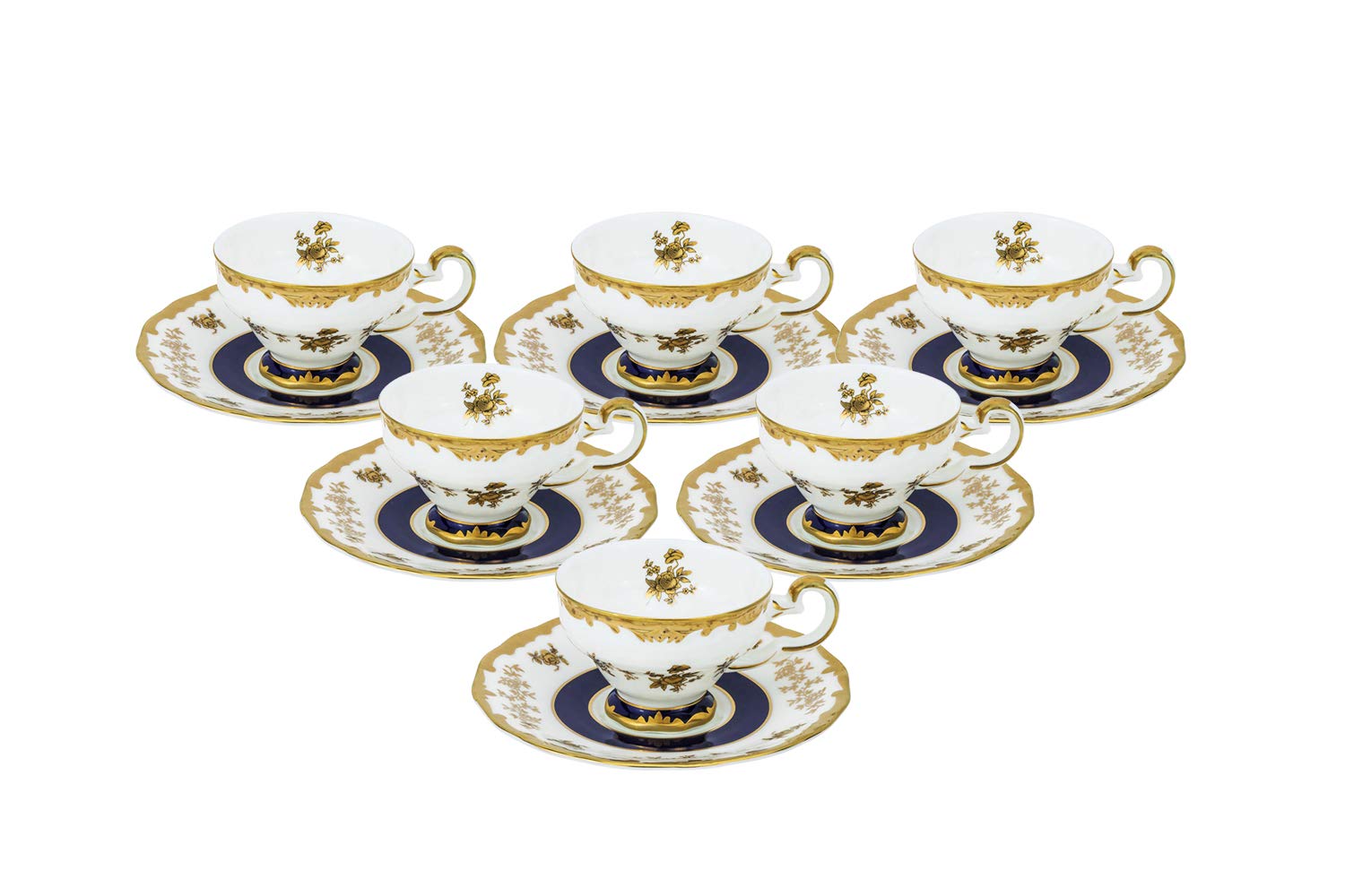 Royalty Porcelain 12-Piece Miniature Espresso Coffee Set - Elegant White with Gold Floral Design for Afternoon Tea, Bridal Shower & Home Decor