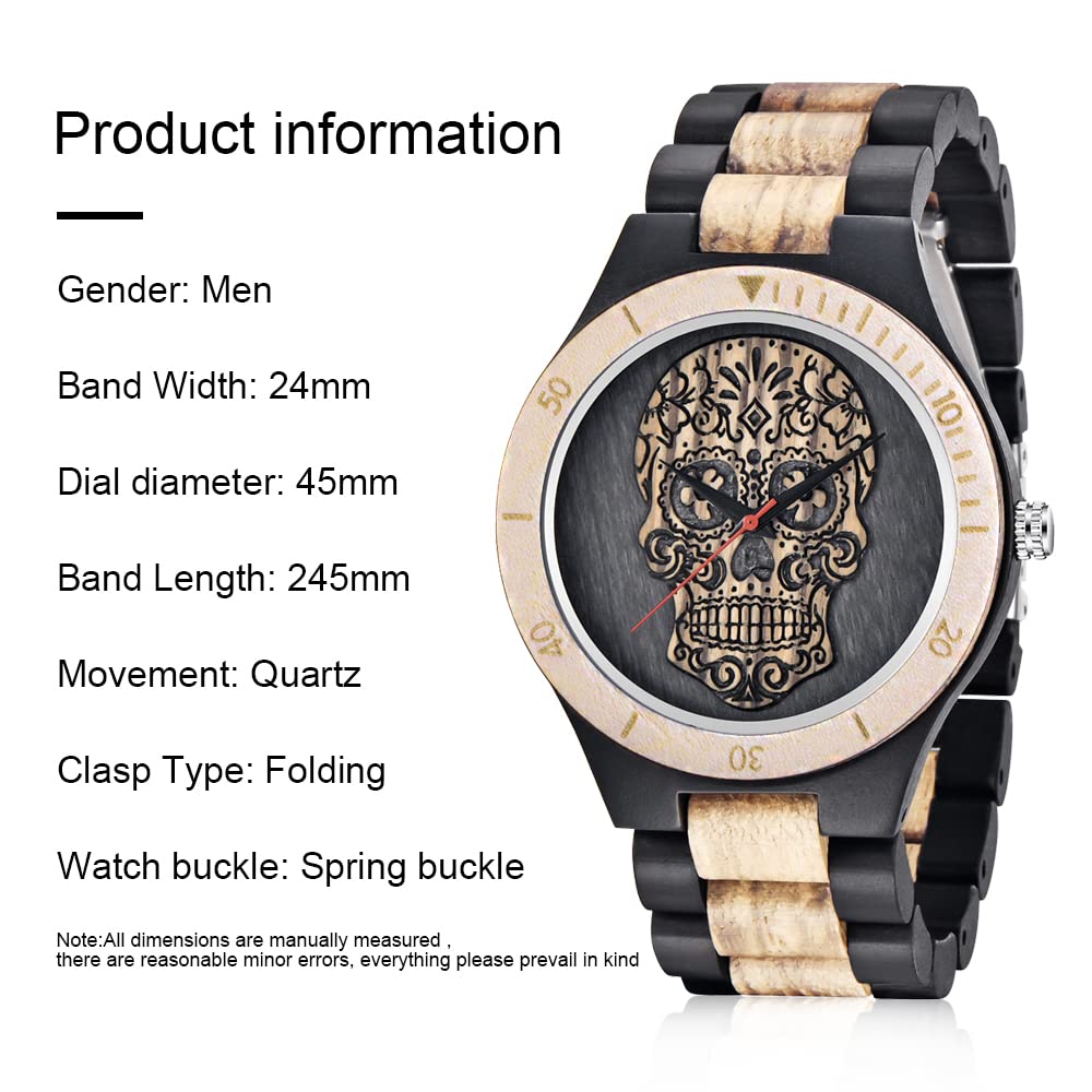 Handmade Wooden Watch for Men - Bamboo Engraved Analog Quartz - Perfect for Outdoor & Casual Wear