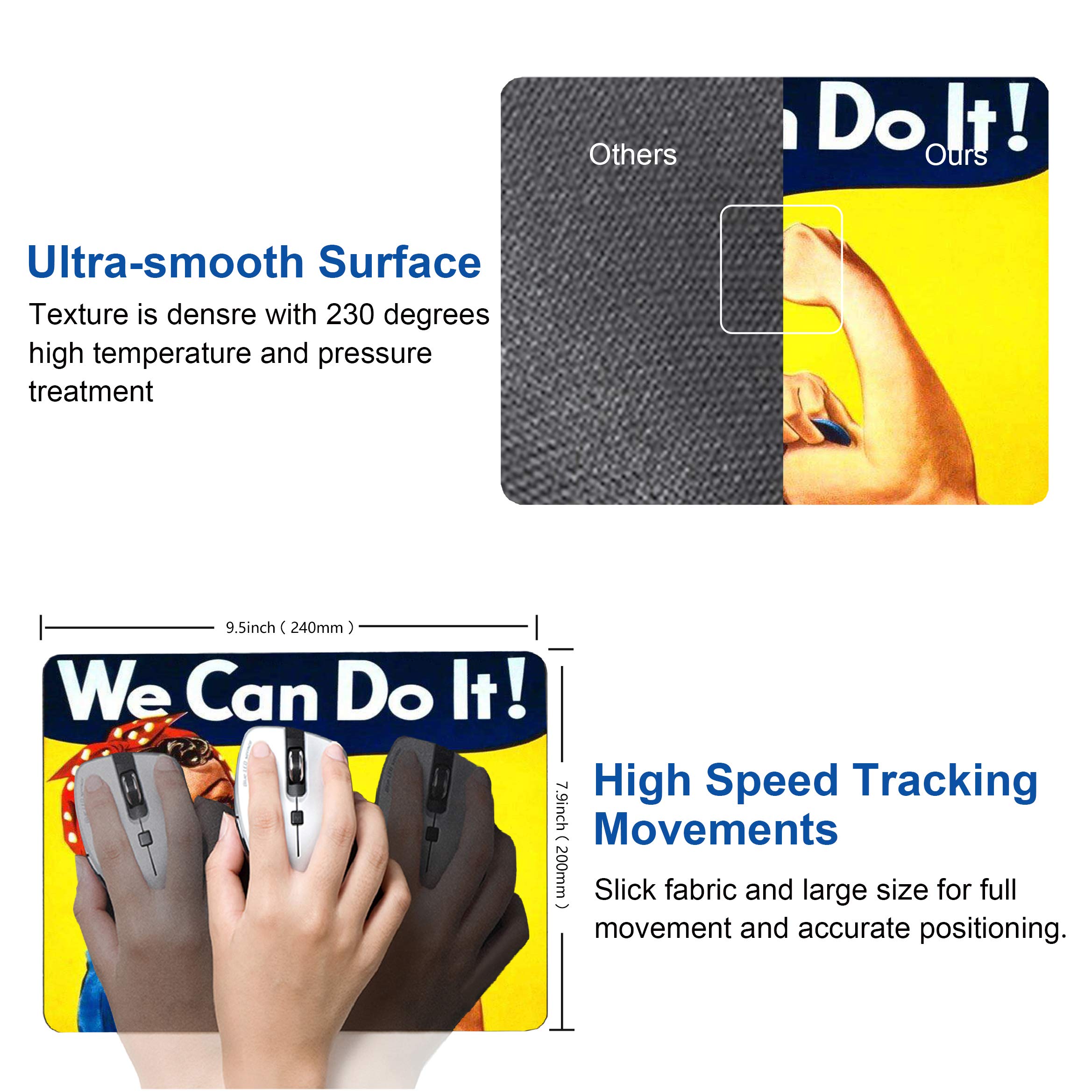 Custom Inspirational Mouse Pad - Non-Slip Rubber Base for Wireless Mice | Personalized 'We Can Do It' Design | Perfect for Office, Gaming & Home Workspaces
