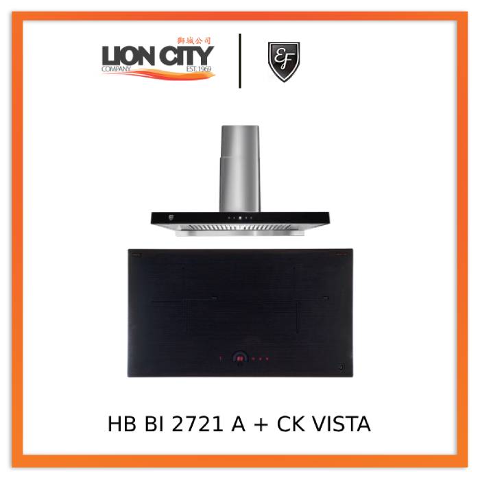 EF HB BI 2721 A 70CM Built-in Induction Cooktop with 90CM CK VISTA Range Hood - Modern Kitchen Cooking Solution for Home Chefs & Small Restaurants