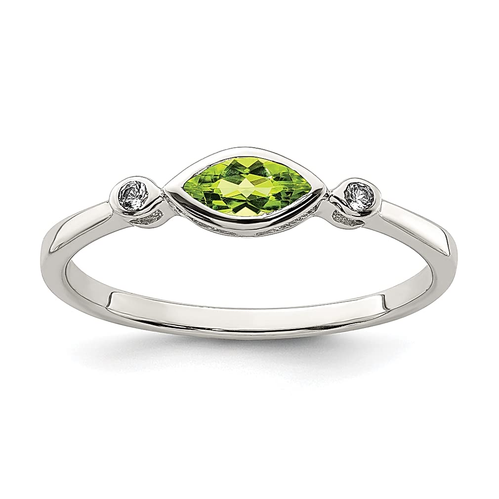 925 Sterling Silver Peridot & White Topaz Ring - Dainty Gemstone Jewelry for Women, Elegant Gift for Her - Perfect for Birthdays, Anniversaries & Special Occasions