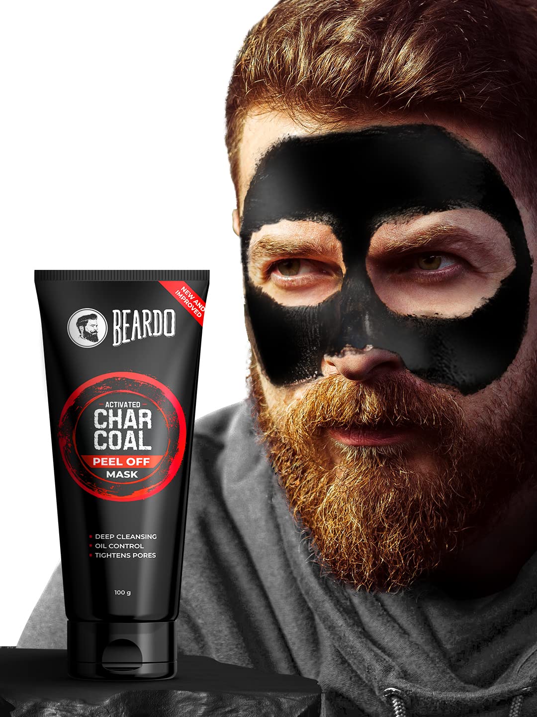 Beardo Activated Charcoal Peel Off Face Mask for Men - 100g Deep Cleansing Mask for Oily Skin | Detoxifying & Blackhead Removal | Glowing Skin Care | Perfect for Daily Skincare Routine & Spa Night