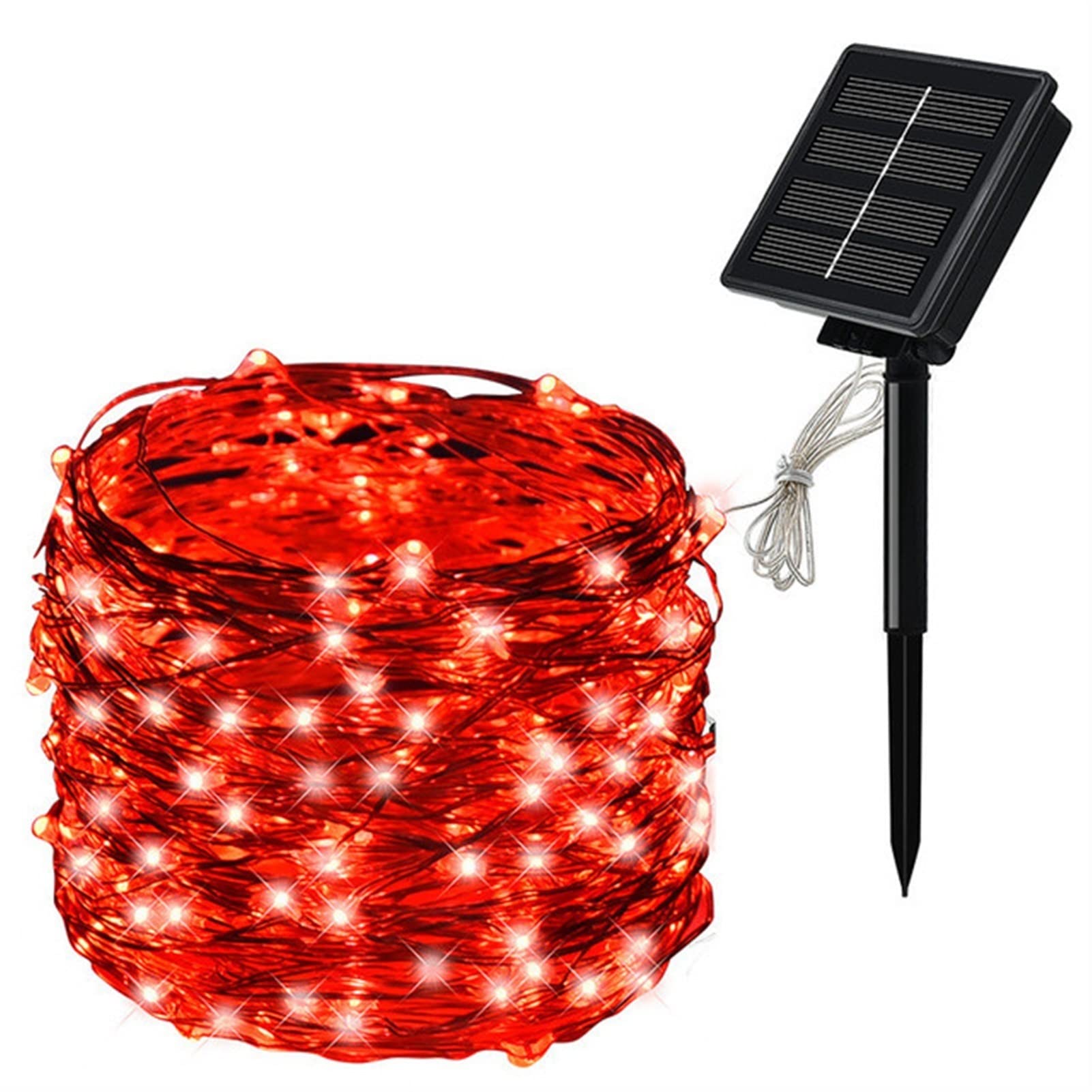 BZGKNUL 20M 200LED Solar String Lights Outdoor Waterproof - 8 Lighting Modes Fairy Lights for Garden, Wedding, Christmas, Party Decor (Red) - Perfect for Backyard, Patio, Landscape Lighting