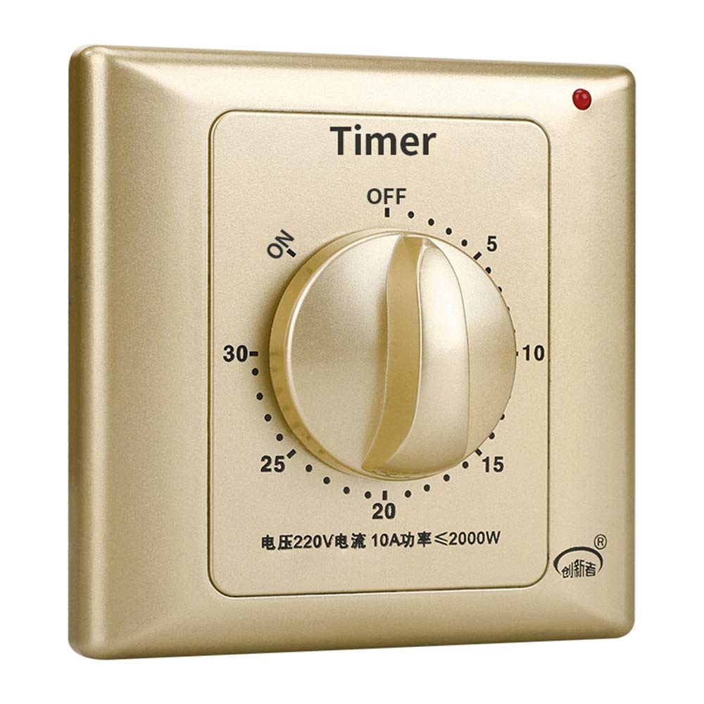 Golden Spring Loaded 30-Minute Countdown Timer Switch - Automatic Mechanical Timer for Pumps, Fans & Phone Charging - Easy Dial Operation - Perfect for Home, Office & Workshop Use