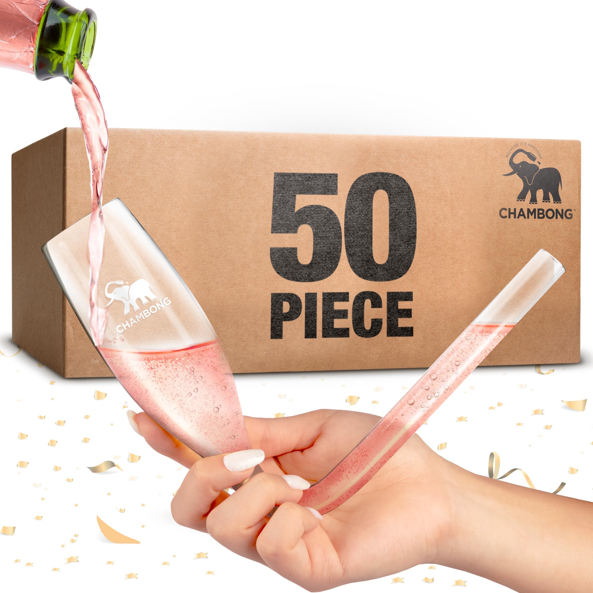 Chambong - Elegant Champagne Flutes for Weddings & Bachelorette Parties - 50pc Bridesmaid Proposal Gift Set - Perfect for Celebrations, Showers & Special Events