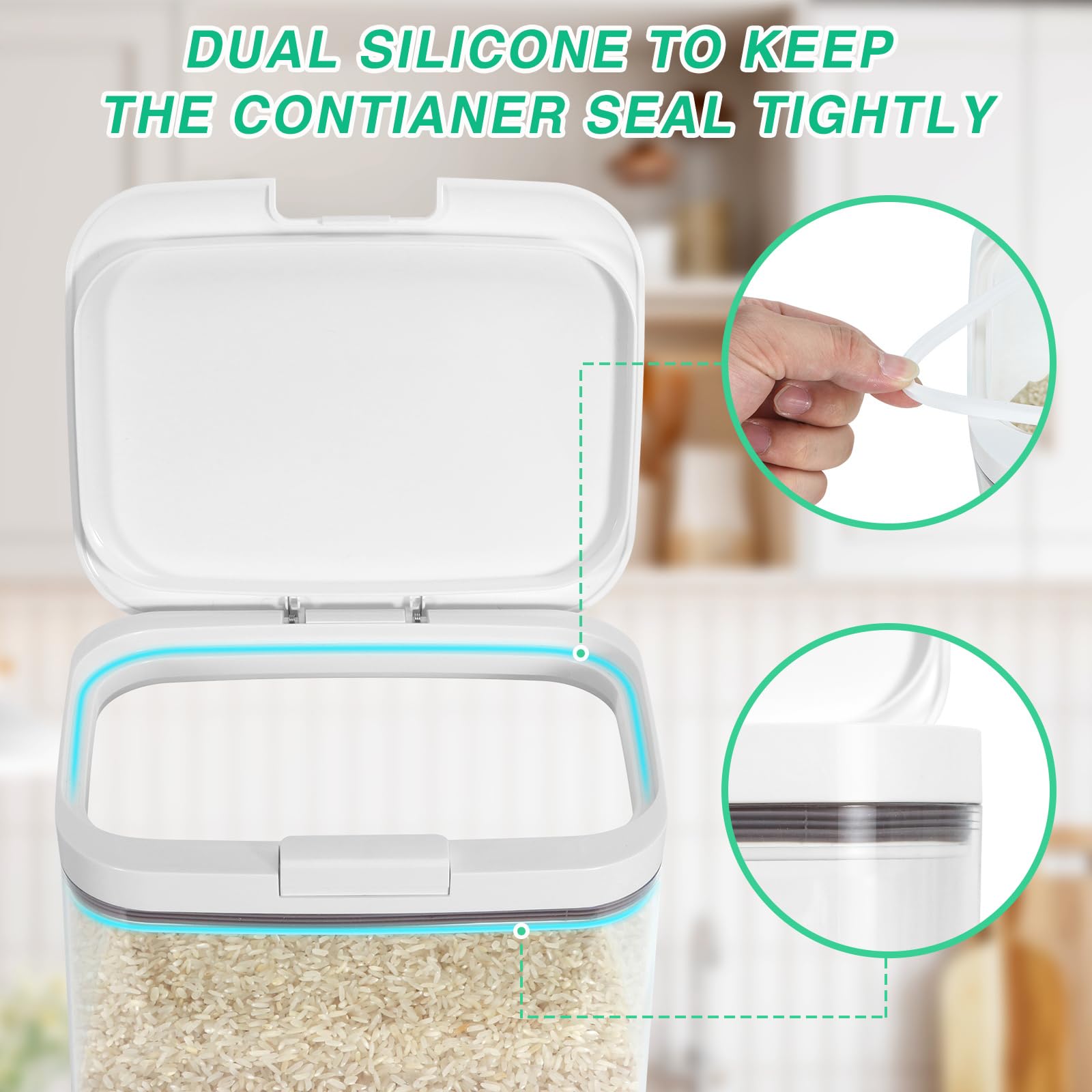 2-Pack Flour Sugar Storage Containers (2.9 Qt + 4.75 Qt) with Pop-to-Flip Lids - Airtight Food Storage for Rice, Dog Food, Treats & Kitchen Organization | Perfect for Pantry, Baking & Pet Food Storage