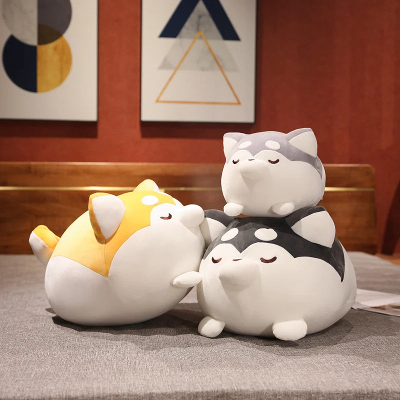 70cm Kawaii Animals Sleeping Dog Fatty Husky Plush Pillow - Super Soft Stuffed Toy for Kids, Boyfriend Gift, Couch & Bed Comfort Pillow - Perfect for Naps, Cuddling and Home Decor