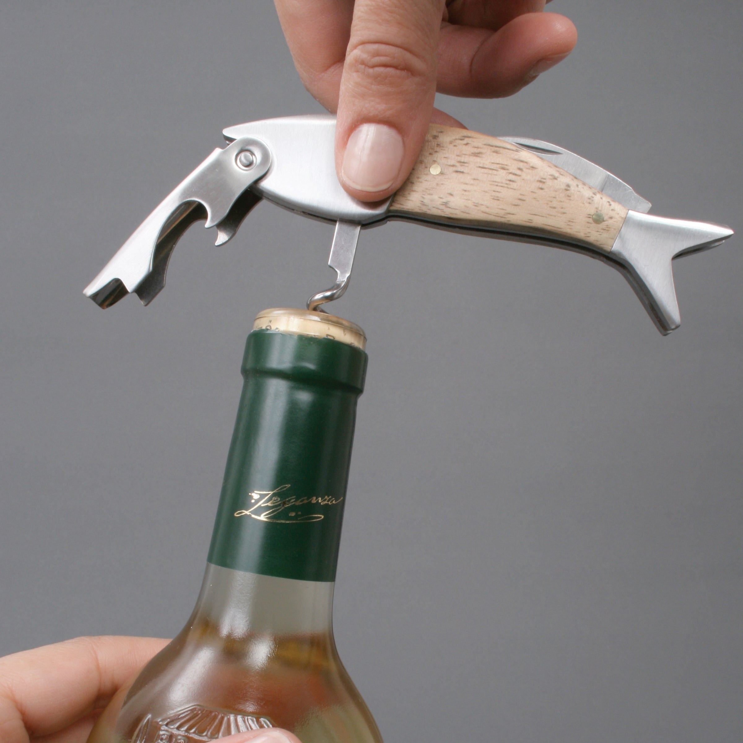 Premium Light Wood Fish Corkscrew - Unique Wine Bottle Opener for Home Bar, Kitchen & Gifts - Perfect for Parties, Weddings & Wine Lovers