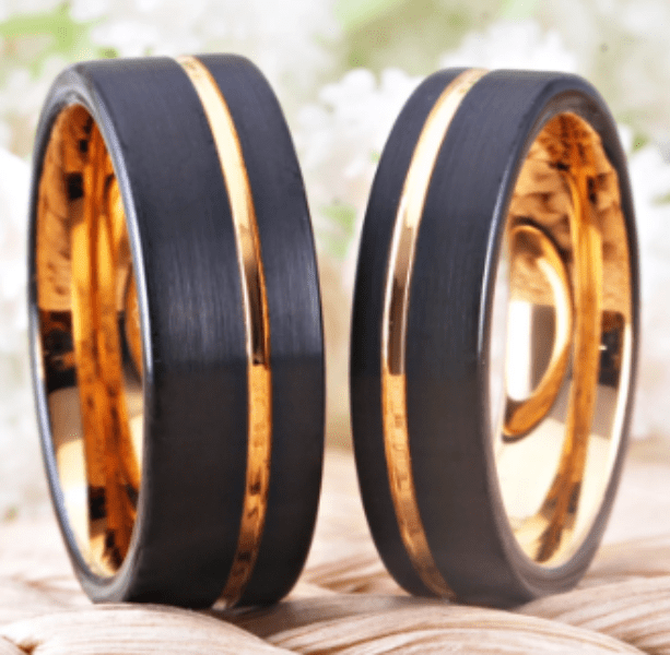 Black Gold Wedding Engagement Ring for Couples - Elegant Matching Bands for Him & Her - Perfect for Proposals, Anniversaries, and Romantic Occasions