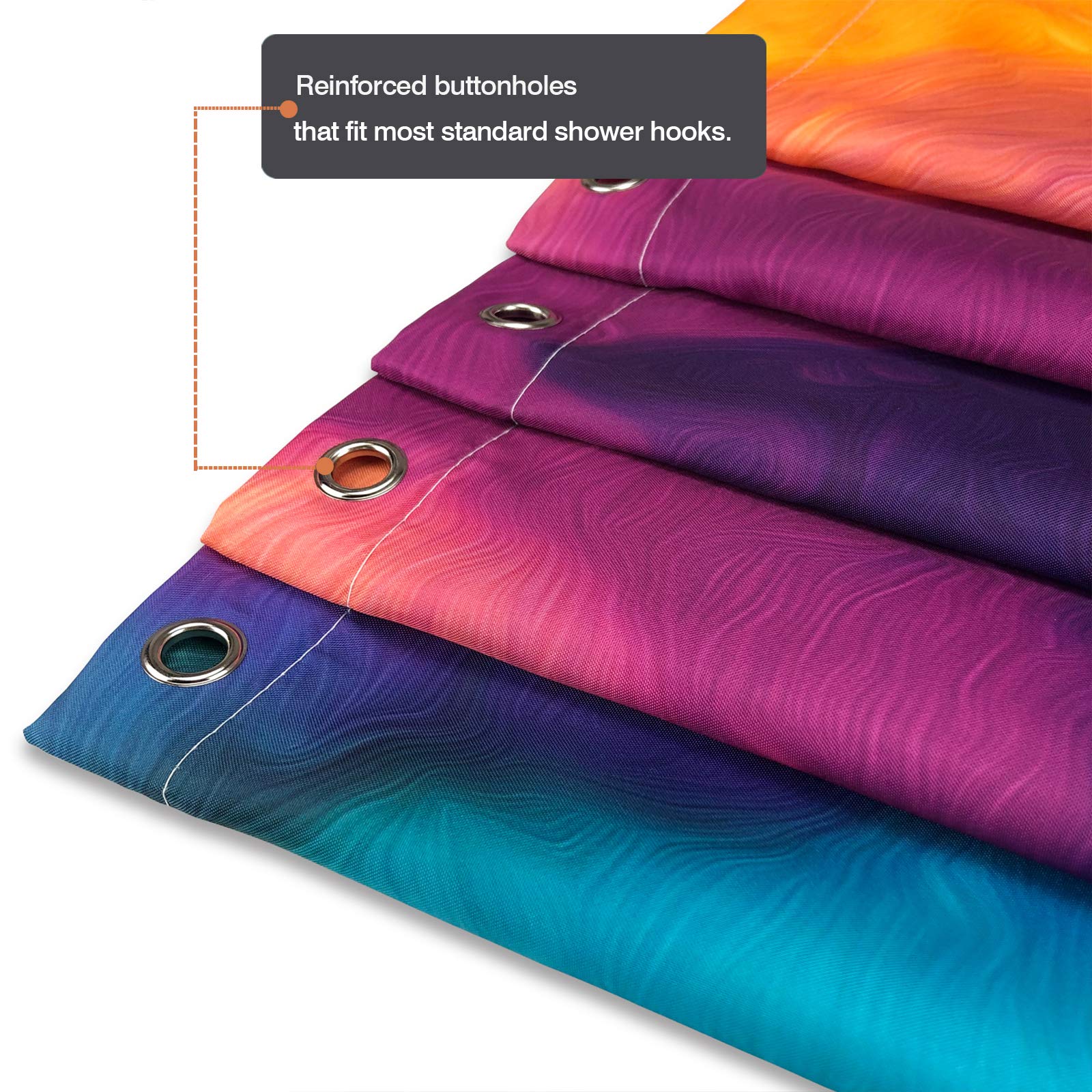 Vibrant Abstract Waterproof Shower Curtain - Orange, Purple, Blue, Yellow & Teal Bathroom Decor with Hooks | 48x72 Inches | Perfect for Modern, Bohemian & Coastal Style Bathrooms