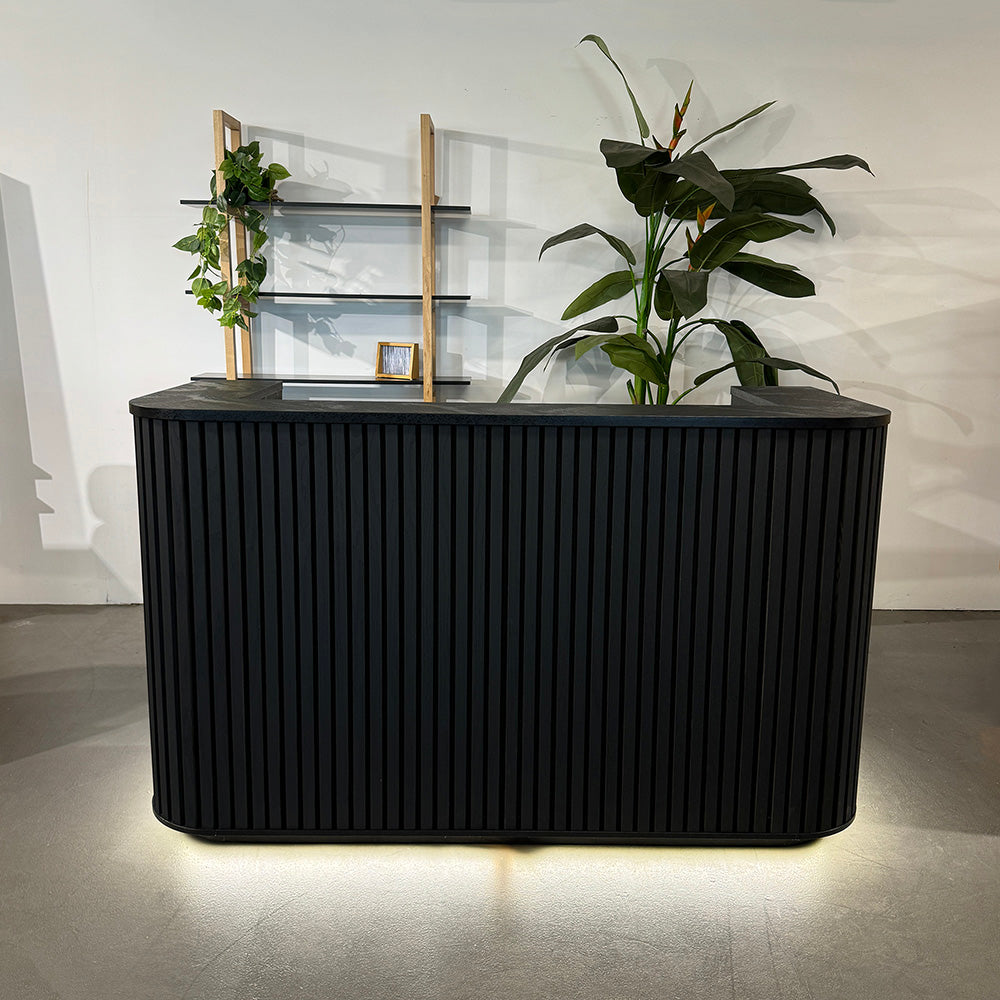 Modern HALO Reception Desk 180cm Black - Premium Office Furniture for Hotels, Corporate Lobbies & Professional Workspaces