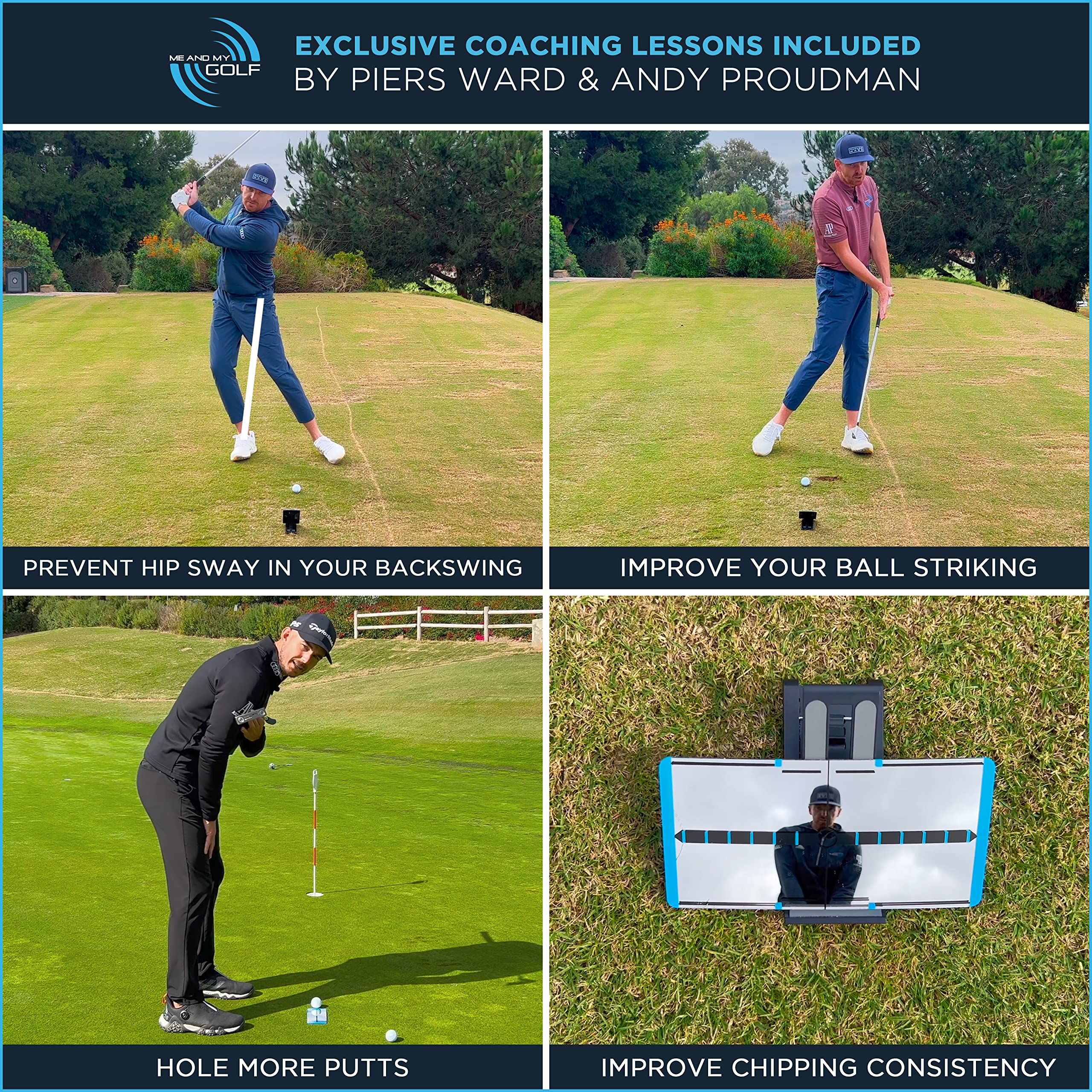 ME AND MY GOLF Mini-Max Golf Training Mirror Set - Silver, One Size - Perfect for Swing Analysis & Putting Practice at Home or Driving Range