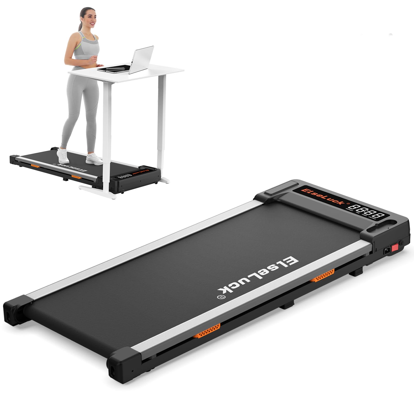 Elseluck 2 in 1 Under Desk Treadmill - Portable Walking Pad for Home & Office with Remote Control, LED Display - Perfect for Walking & Jogging at Home, Work or Small Spaces