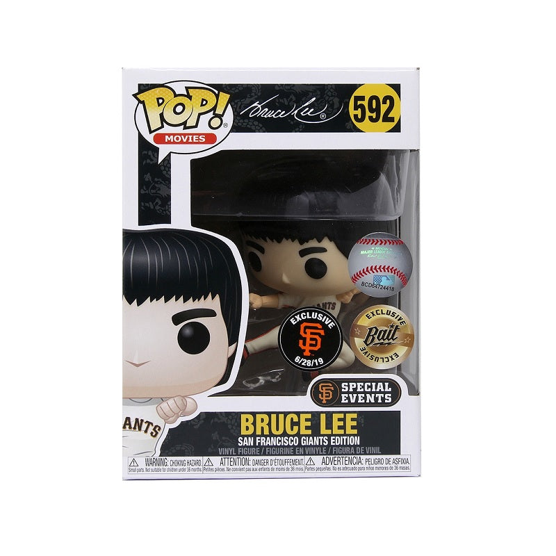 Bruce Lee Pop! Vinyl Figure - Flying Man Action Pose Collectible Toy - SF Giants Exclusive Edition #592 - Perfect for Martial Arts Fans & Pop Culture Collectors Display