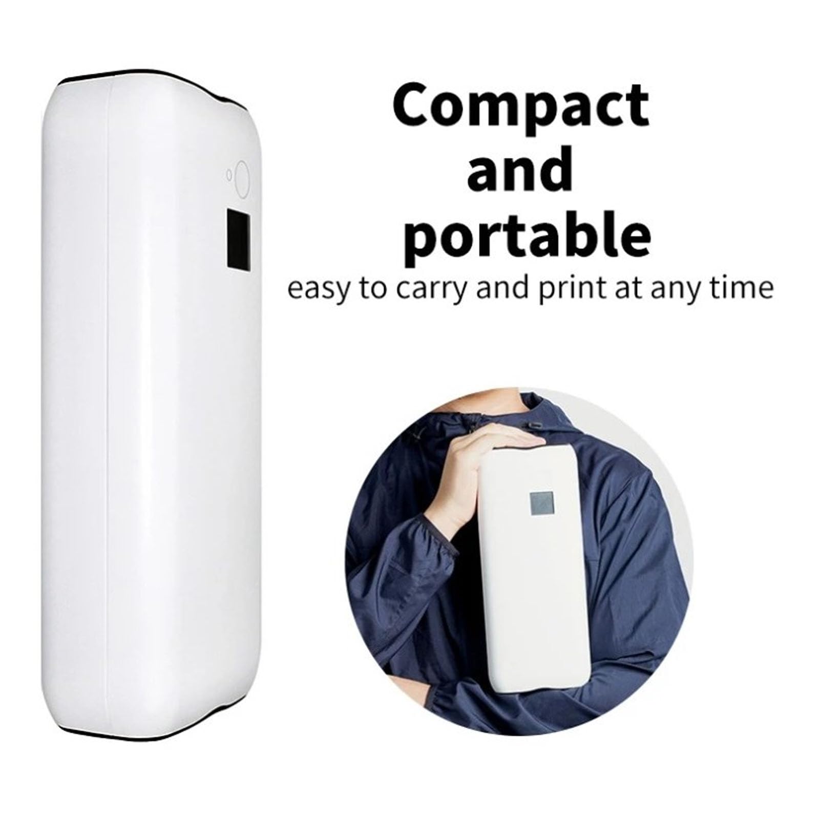 YWBL-WH Portable A4 Thermal Printer - Inkless, Rechargeable with 2500mAh Battery, Compatible with iOS - Direct Printing for Labels, Receipts & Documents | Perfect for Home Office, Shipping & Retail Businesses