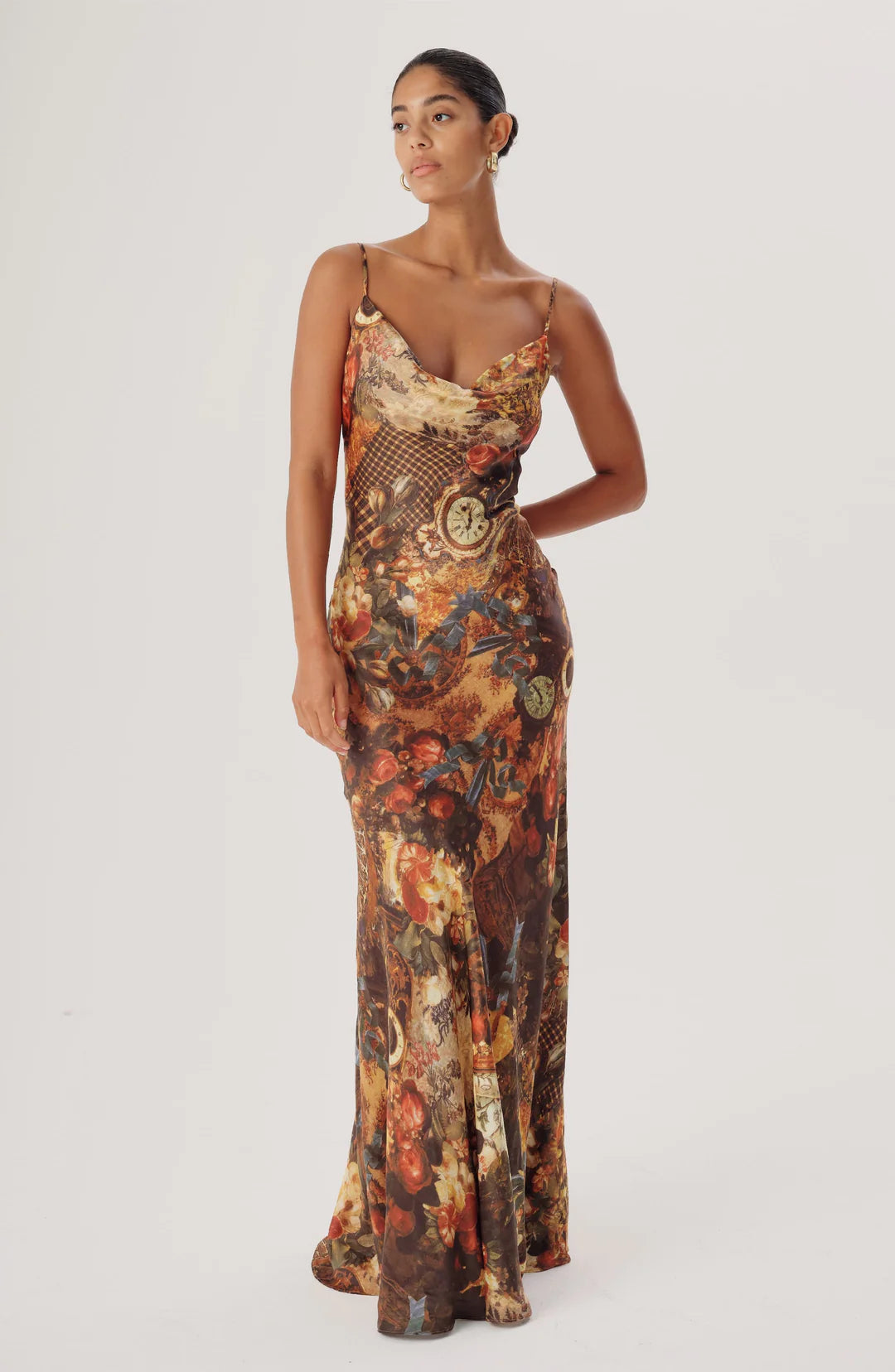 Damian Dress in Bronze Combo - Elegant Women's Evening Gown for Parties, Weddings & Special Occasions