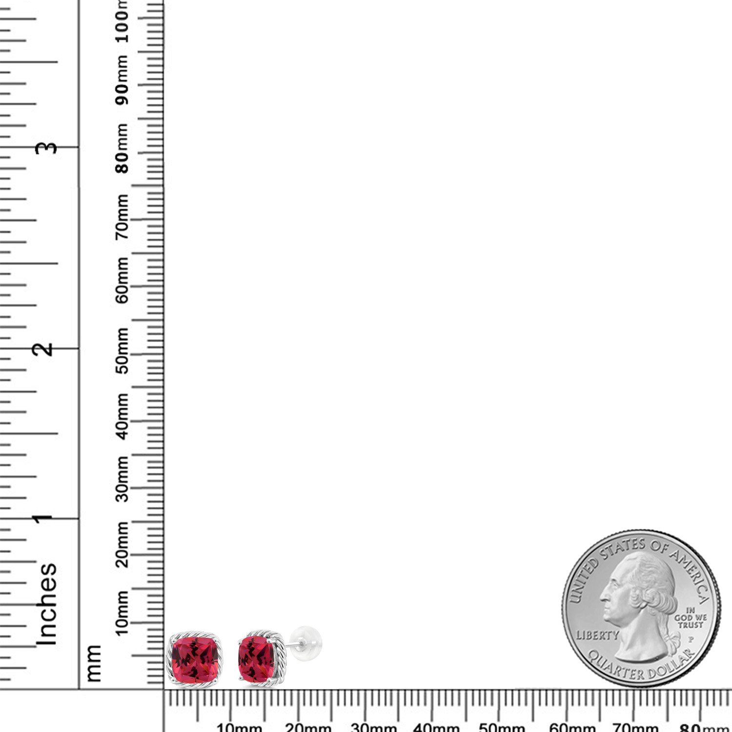 10K White Gold 7MM Cushion Cut Birthstone Stud Earrings for Women & Men | Genuine Gemstone Jewelry | Perfect Gift for Mom, Wife, Her | Anniversary, Birthday, Mother's Day Present