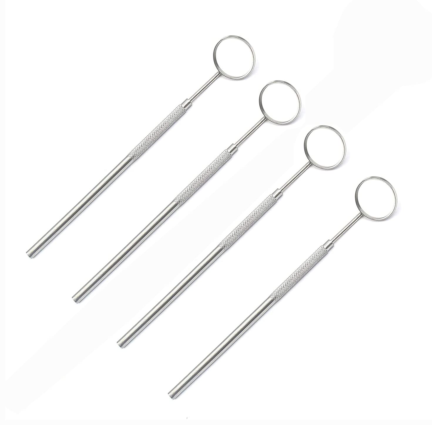 4-Piece Stainless Steel Eyelash Extension & Dental Mirror Set - Detachable Beauty Tools for Makeup, Inspection & Small Detail Observation - Perfect for Salons, Clinics & Home Use