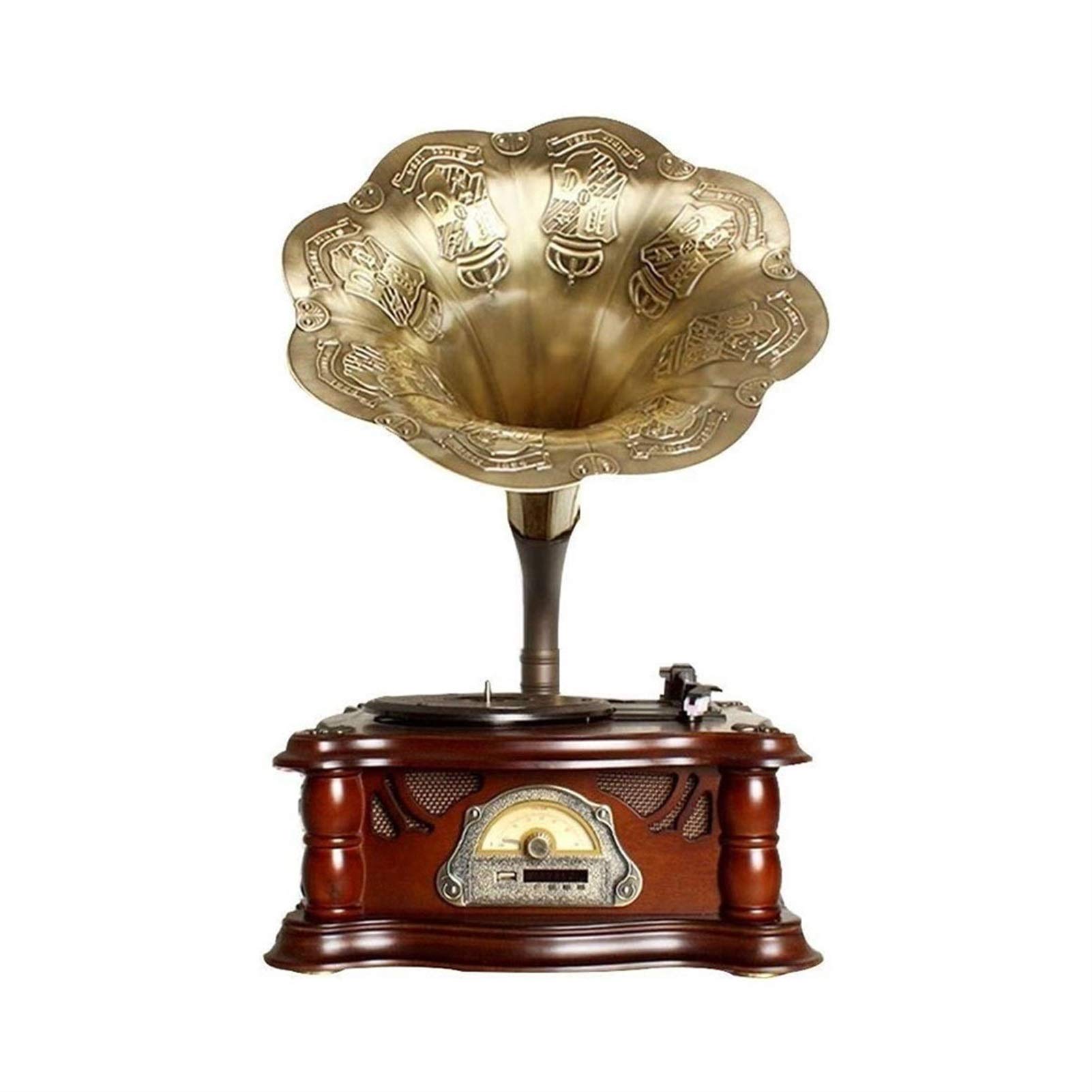 Vintage Bluetooth Record Player with Subwoofer - Portable Retro Gramophone for Home & Living Room - Perfect for Music Lovers, Vinyl Collectors, and Vintage Decor Enthusiasts
