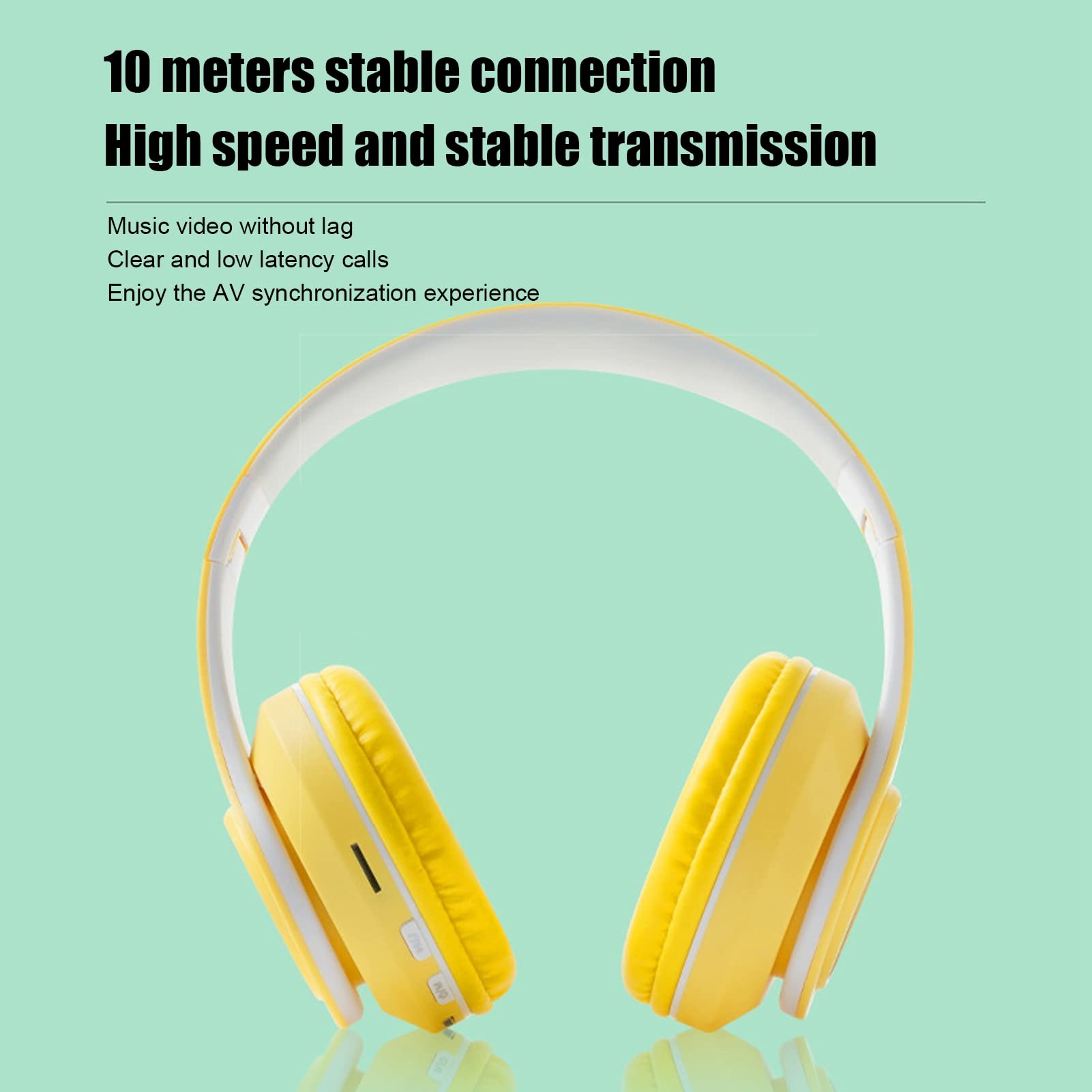Wireless Gaming Headset with Noise Cancelling Mic, Foldable RGB LED Over-Ear Headphones for PC/PS4/Xbox/Mobile - Comfortable for Kids, Teens & Adults (Yellow) - Perfect for Gaming, Streaming & Online Classes