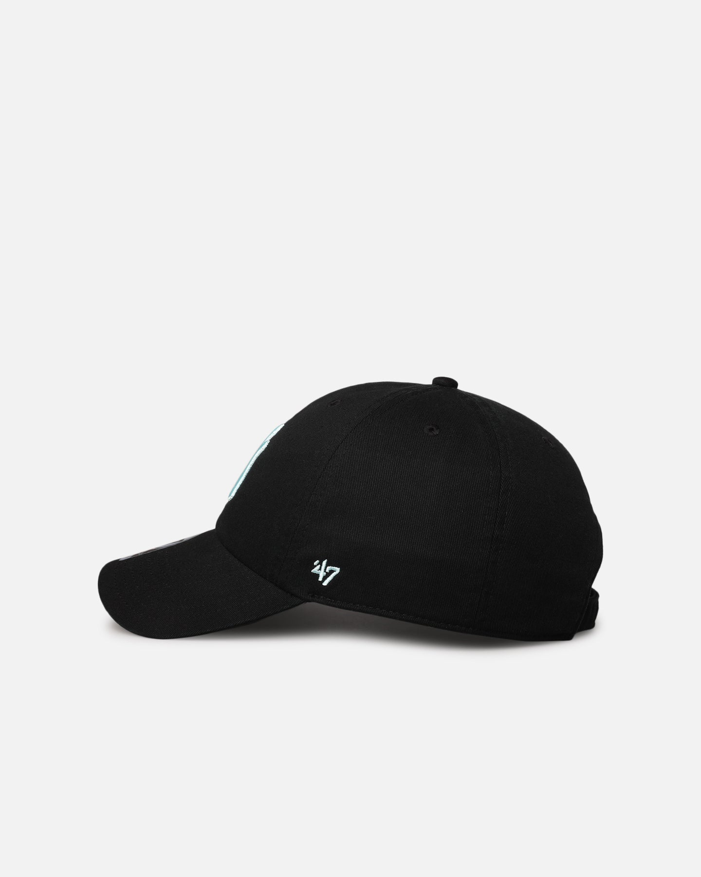 47 Brand New York Yankees 47 Clean Up Strapback Adjustable Hat - Black & Turquoise Baseball Cap for Men & Women - Perfect for Baseball Games, Streetwear & Casual Outfits