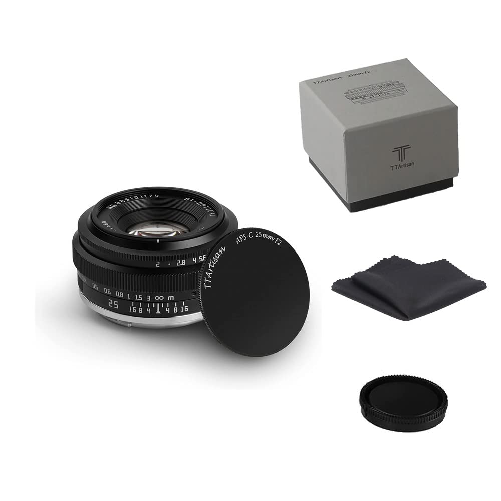 TTartisan 25mm f2 APS-C Pancake Lens for Sony E Mount - Compatible with A7III, A7R, A7S, A6000, ZV-E10, NEX Cameras | Canadian Warranty | Perfect for Street Photography & Travel Vlogging