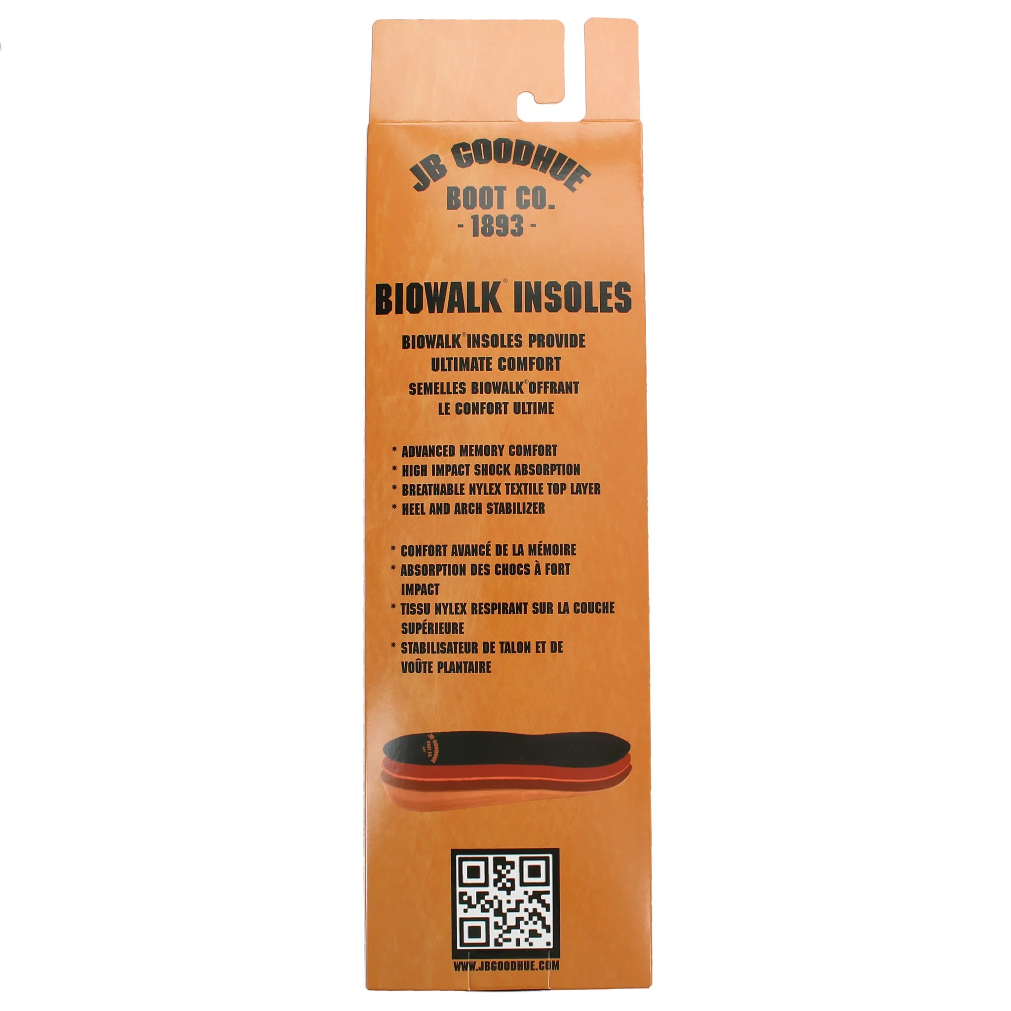 JB Goodhue Biowalk Insoles 40201 - Premium Arch Support Orthotic Inserts for Men & Women - Pain Relief for Plantar Fasciitis, Flat Feet & Heel Spurs - Comfortable Shoe Insoles for Walking, Running & Work