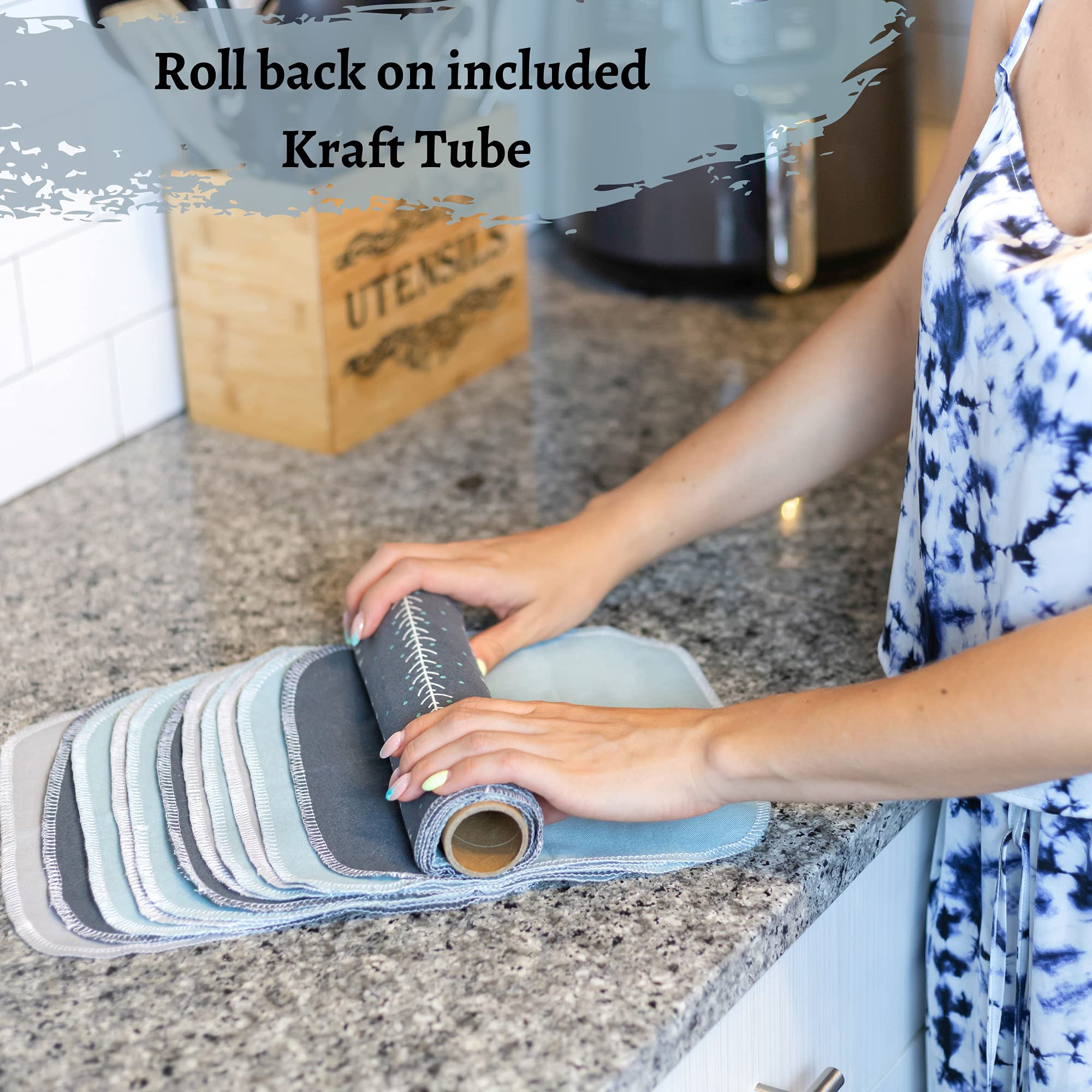 May Bright Reusable Paper Towels - Eco-Friendly Washable Cloth Towel Roll (15 Pack) | Zero Waste Kitchen Essential | Perfect for Cleaning, Spills & Sustainable Living