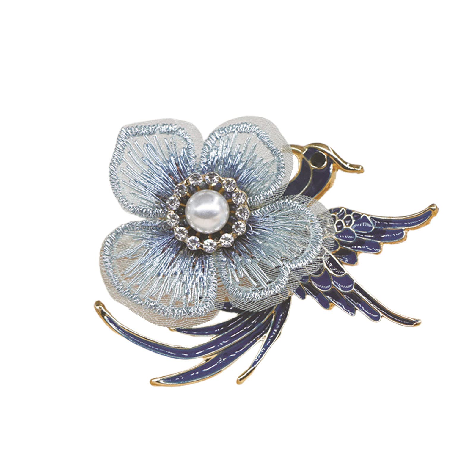 Elegant Floral Brooch Pins for Women - Vintage Enamel Bird & Pearl Rhinestone Lapel Pins - Fashion Jewelry Accessories for Blazers, Hats, Scarves & Special Occasions