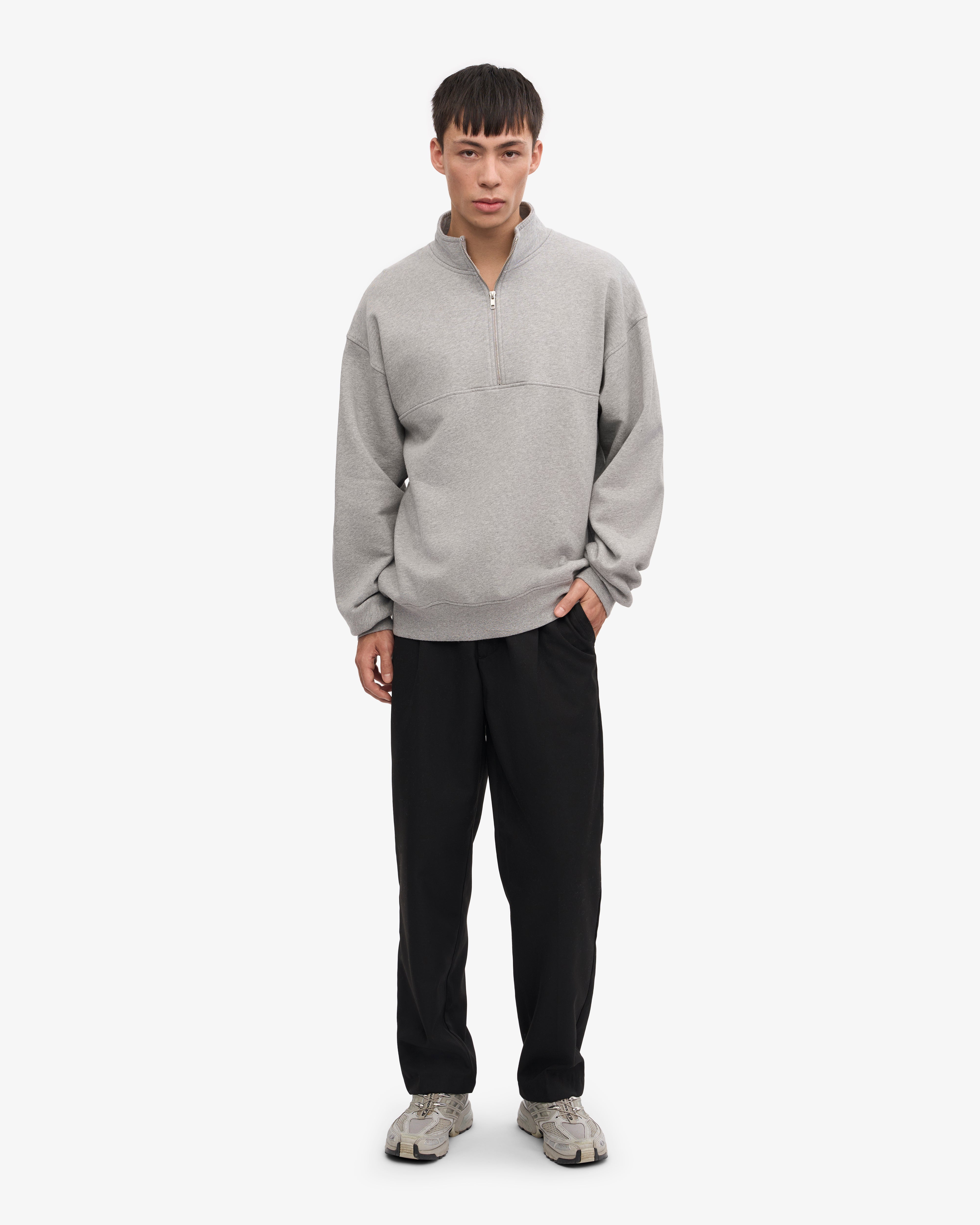 Organic Cotton Quarter Zip Sweatshirt for Men & Women | Heather Grey | Comfortable & Eco-Friendly | Perfect for Casual Wear & Outdoor Activities