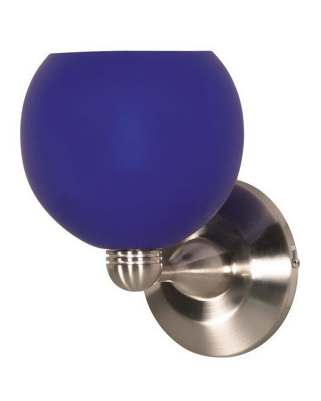 Nuvo Lighting 60 694 Brushed Nickel Wall Sconce with Cobalt Blue Glass Sphere - Modern Fixture for Bedroom, Hallway, or Entryway Lighting