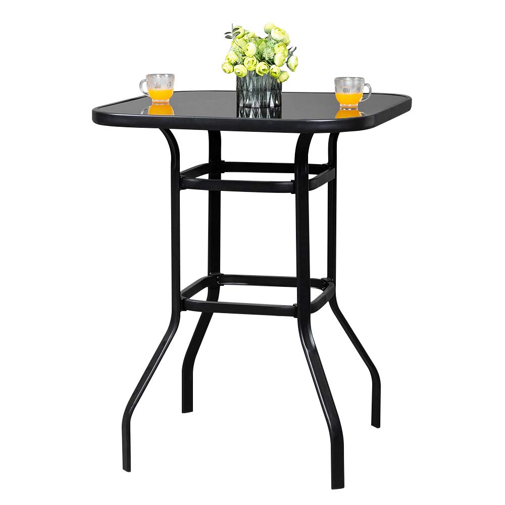 Outdoor Bar Table - Wrought Iron Bistro Table for Patio, Garden, or Deck - Durable Black Metal Frame - Perfect for Entertaining, Dining, or Relaxing Outdoors