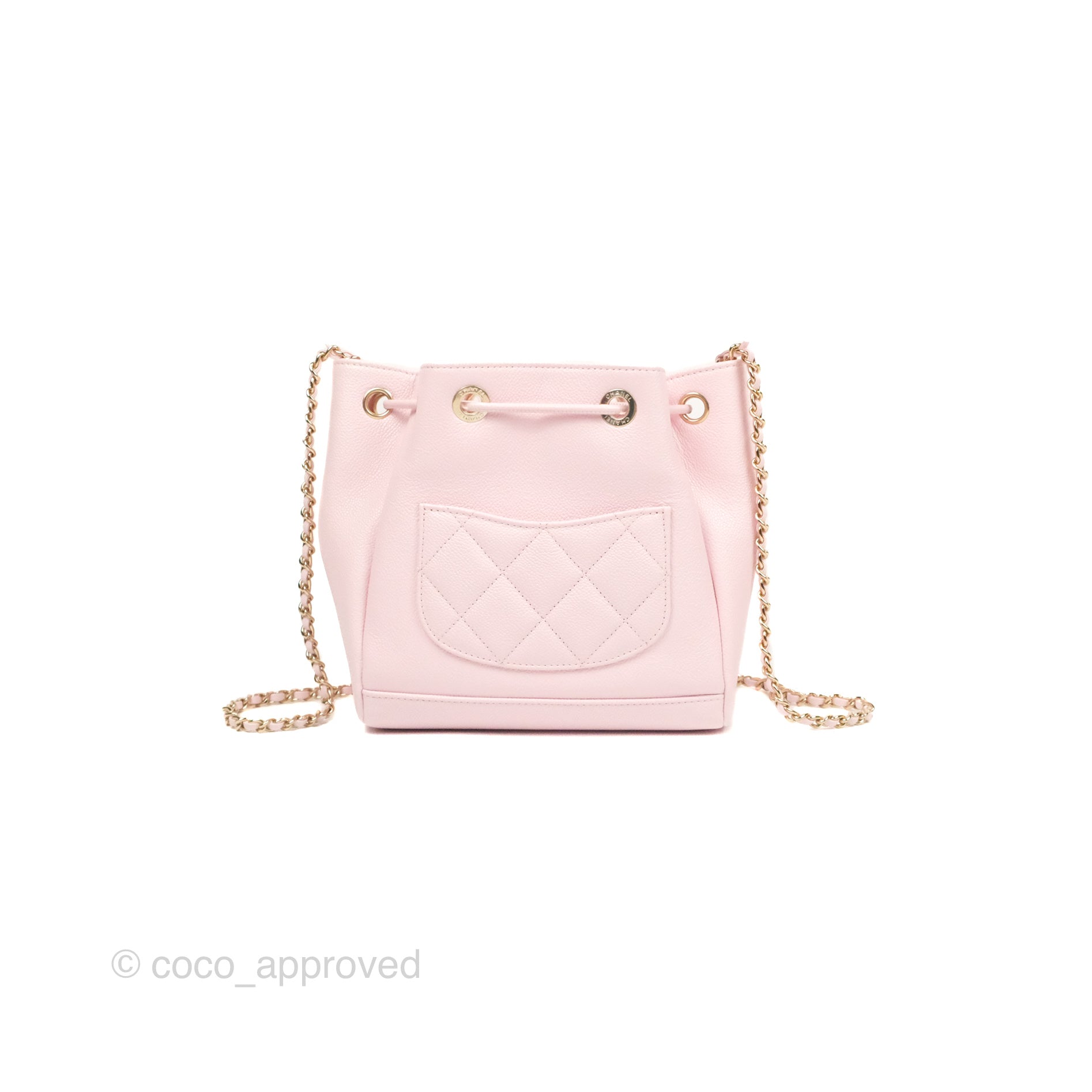 Chanel Business Affinity Drawstring Bucket Bag in Light Pink Caviar Leather with Gold Hardware - Perfect for Work, Travel & Everyday Luxury