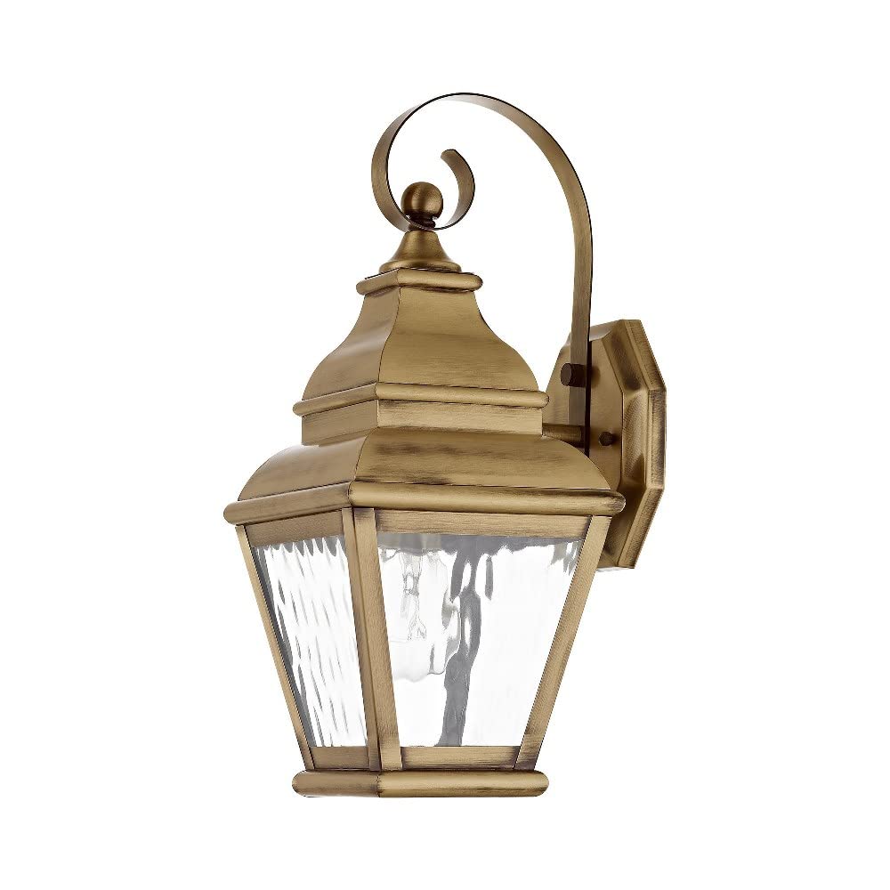 Livex Lighting 2601-04 Black Outdoor Wall Lantern with Clear Water Glass Shades - Weatherproof Exterior Sconce for Porch, Patio, Garden & Entryway Lighting