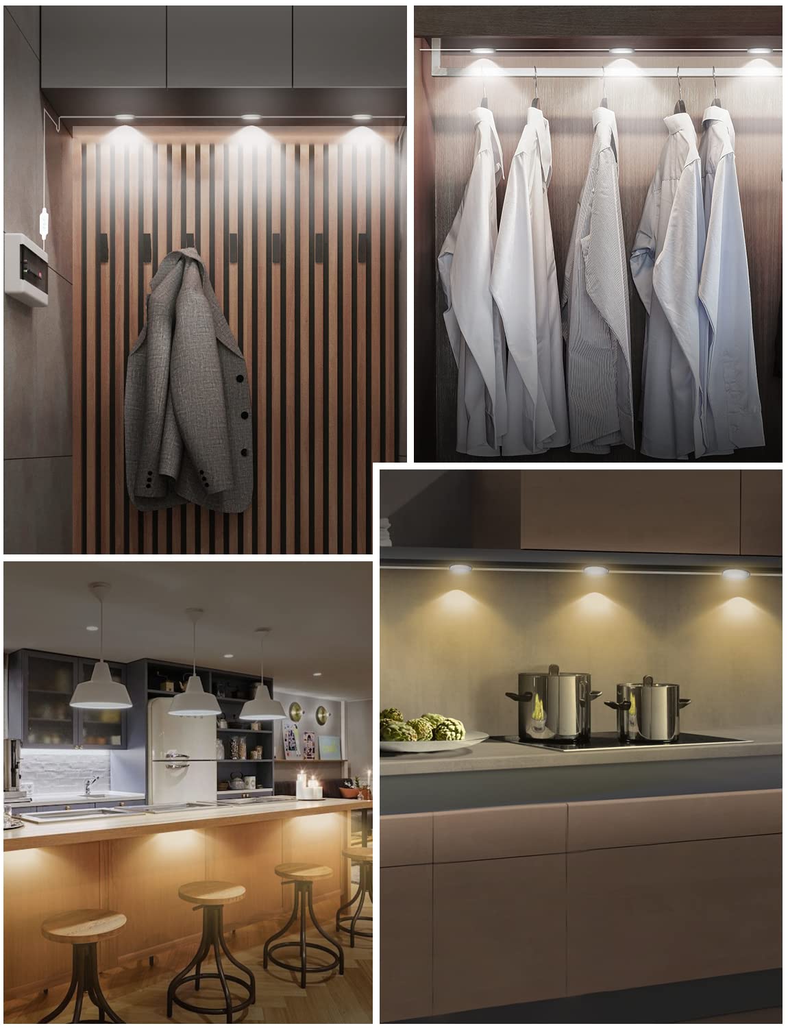MATICOD Dimmable LED Under Cabinet Lighting - Plug in White Under Counter Lights with Bluetooth Smart APP Remote Control for Kitchen, Closet & Cabinets | Perfect for Task Lighting, Accent Decor & Nighttime Visibility