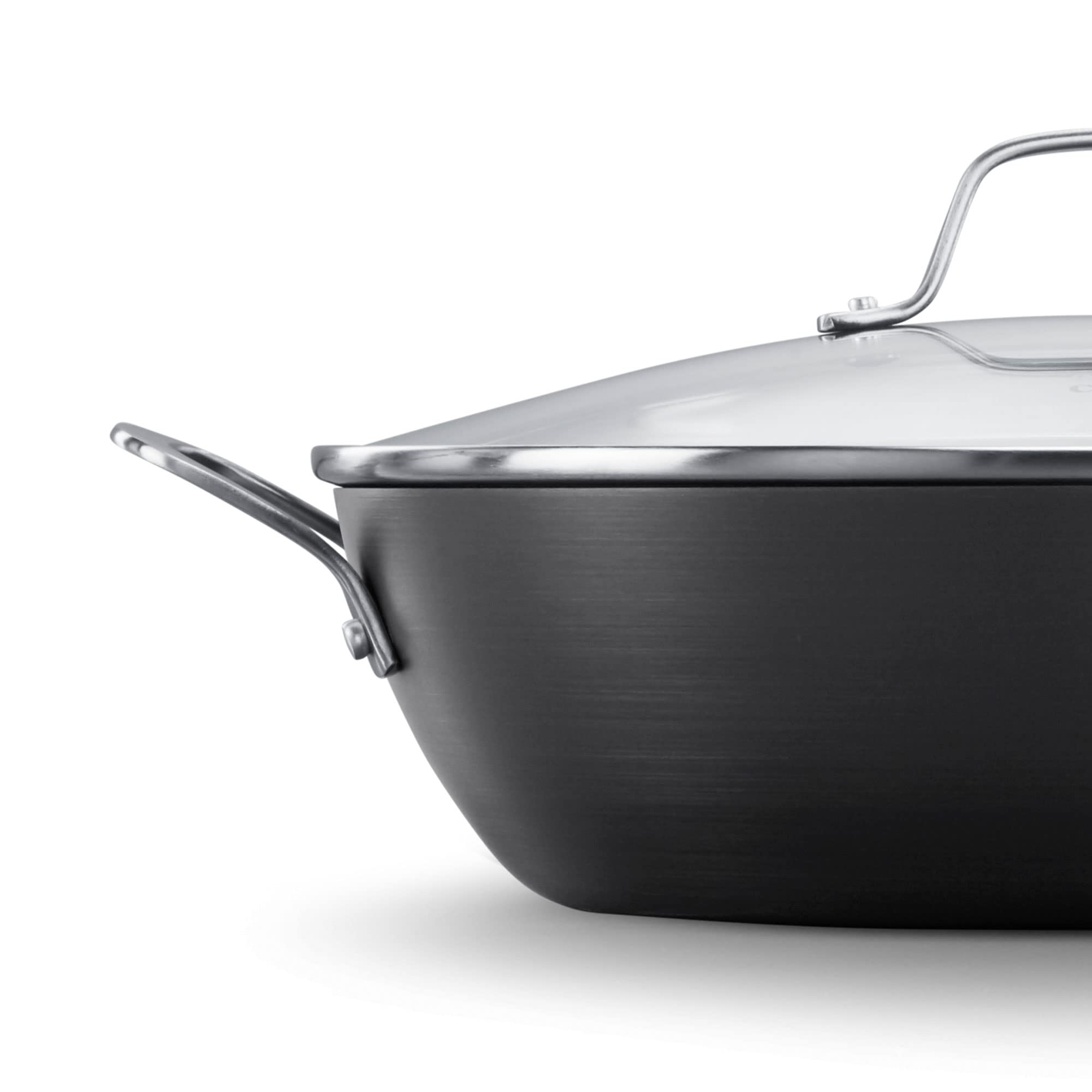 Calphalon Classic Nonstick 12-Inch Jumbo Fryer Omelet Pan with Cover - Gray Cookware for Professional & Home Chefs - Perfect for Frying, Omelets, Pancakes & Stir-Frying