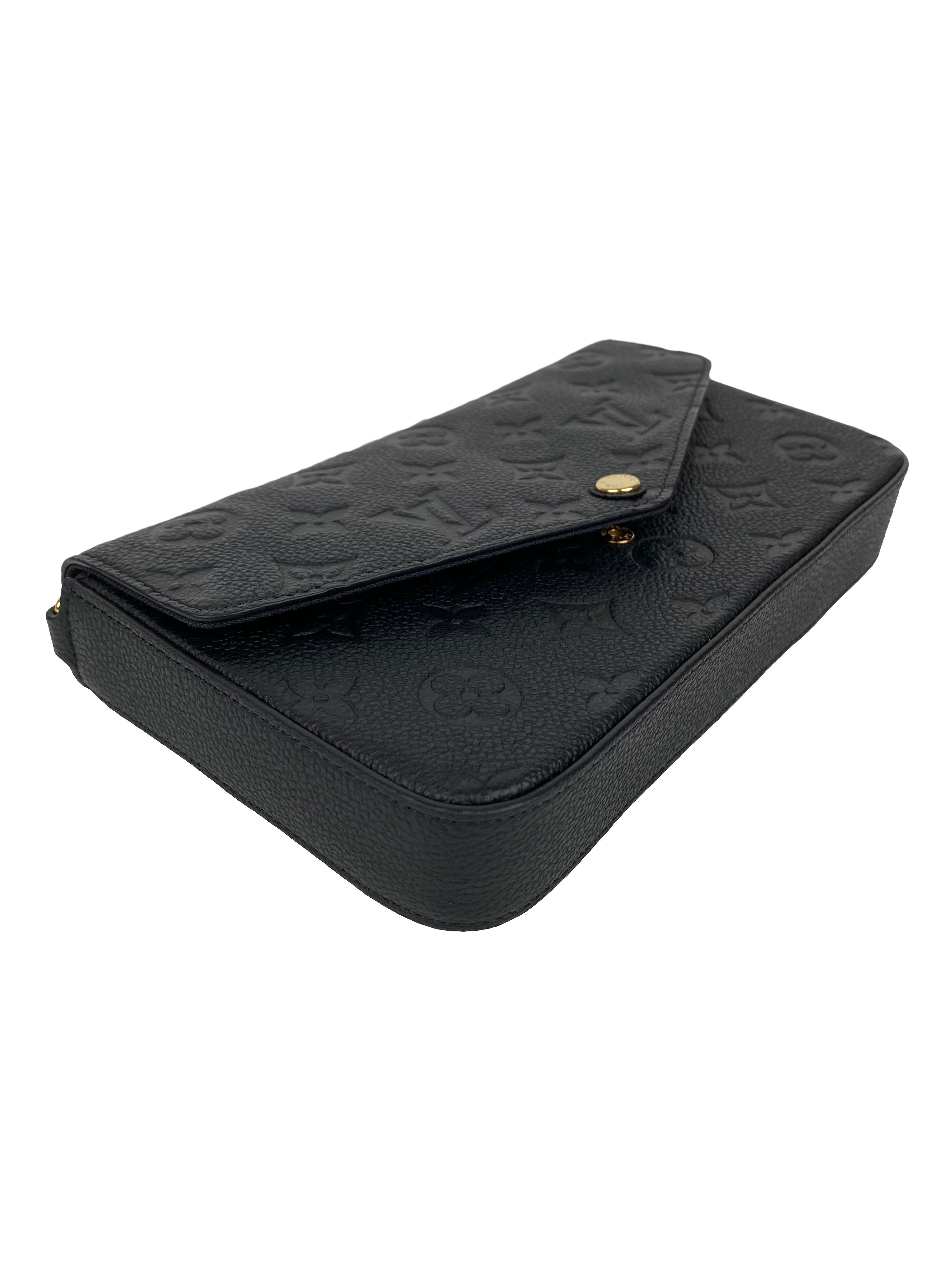 Authentic Louis Vuitton Black Felicie Pochette Crossbody Bag - Luxury Leather Wallet on Chain for Women, Perfect for Evening Events & Daily Use
