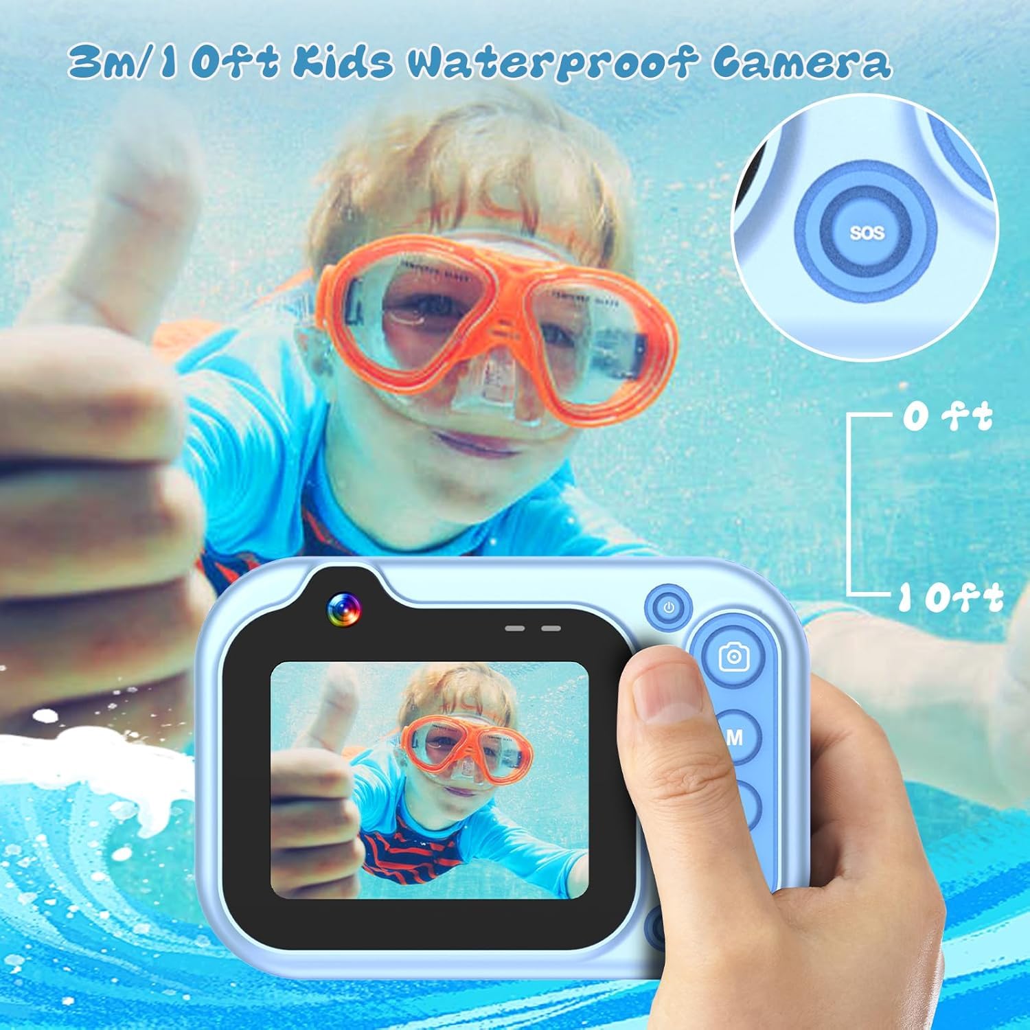 Waterproof Kids Camera 1080P HD - 10FT Underwater Digital Camera for Children with 2.4