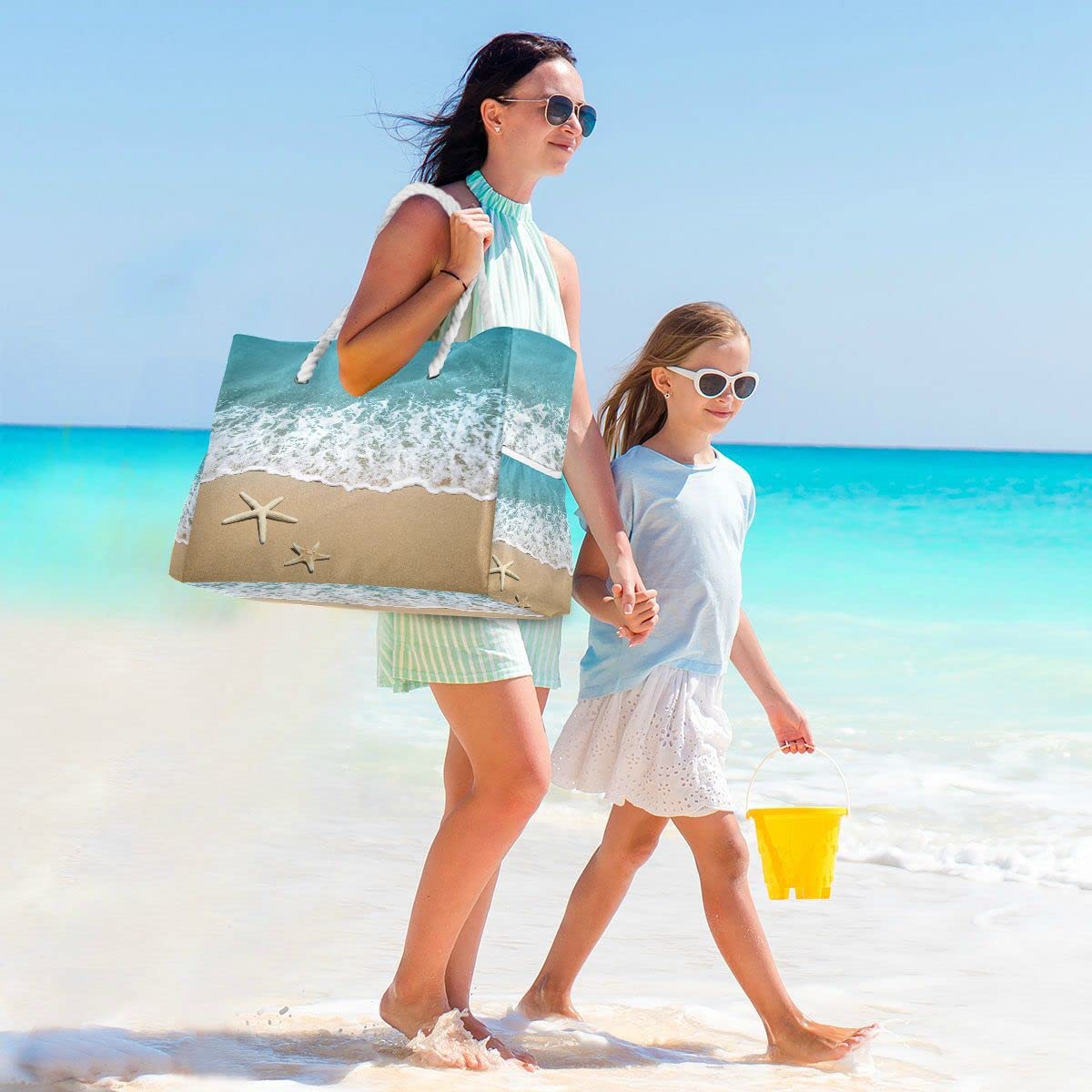 **Large Starfish Beach Tote Bag for Women - Waterproof Pool Shoulder Bag Purse for Beach, Swimming, Travel & Shopping**