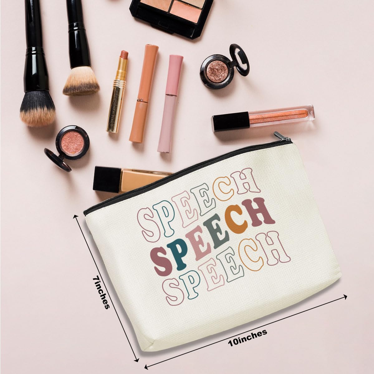 Multicolor Makeup Bag for Travel & Toiletry - Waterproof Zipper Closure Cosmetic Pouch with Stylish Letter Print - Perfect for Women, Men & Unisex Adults - Ideal for Gym, Vacation & Daily Organizer