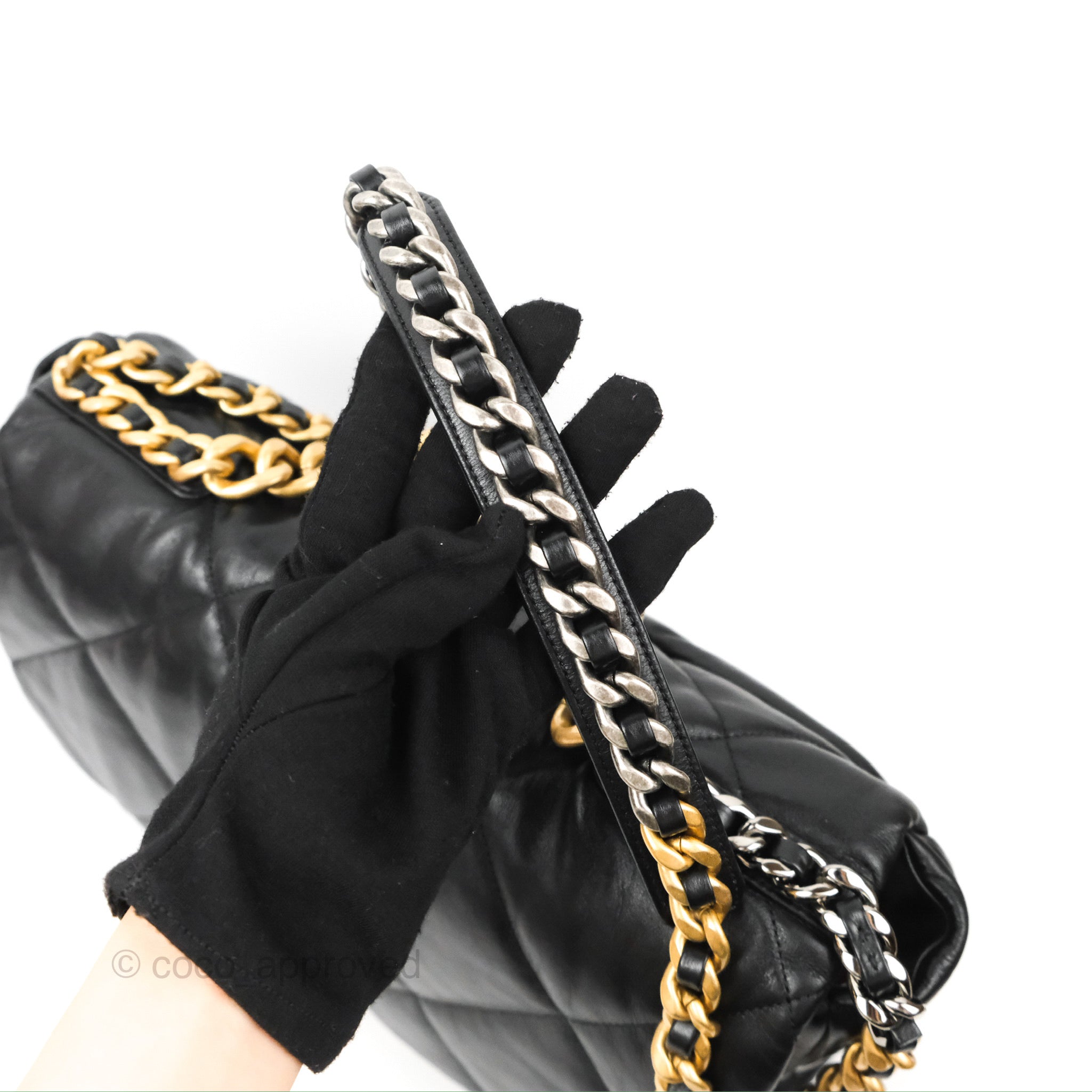 Chanel 19 Maxi Flap Bag Black Goatskin Leather with Mixed Metal Hardware - Luxury Designer Handbag for Women, Perfect for Evening Events & Special Occasions