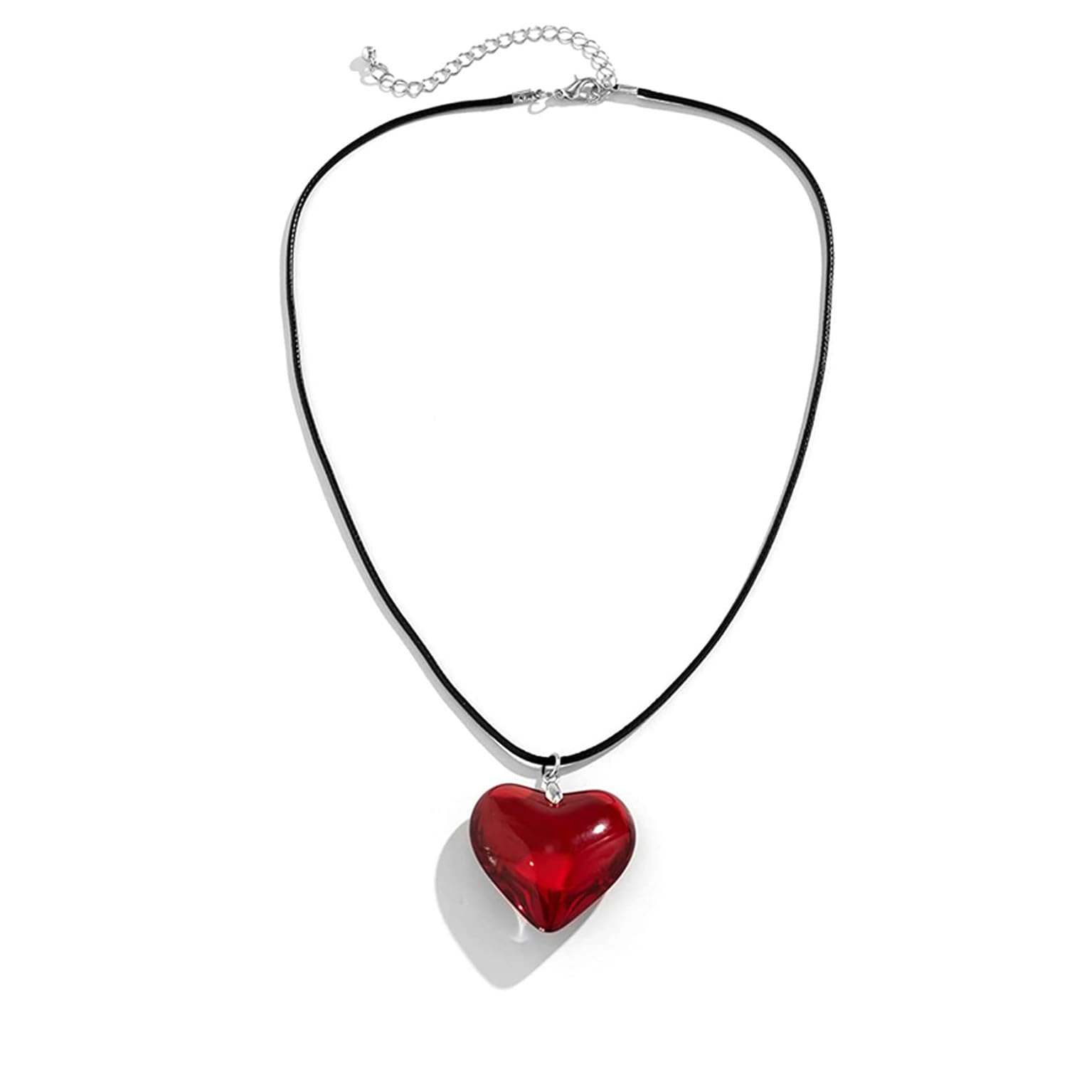 GAUEIOUR Large Red Love Necklace - Elegant Red Glass Heart Pendant Collarbone Chain for Women | Romantic Gift for Valentine's Day, Anniversary & Date Night