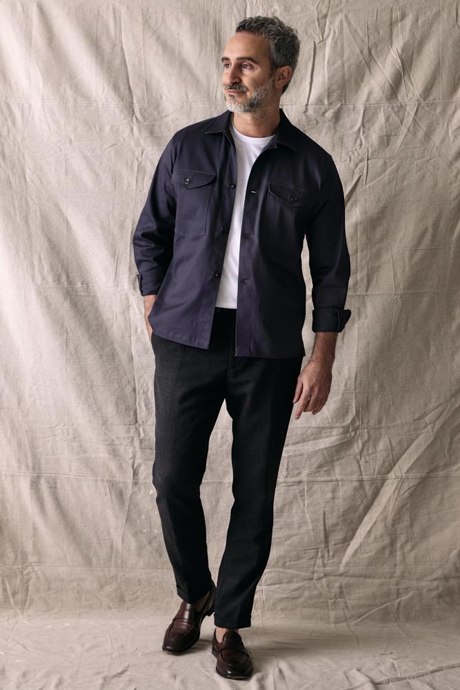 Stevie Overshirt - Charcoal Cotton Twill Stretch Shirt Jacket for Men | Casual Layering & Outdoor Wear